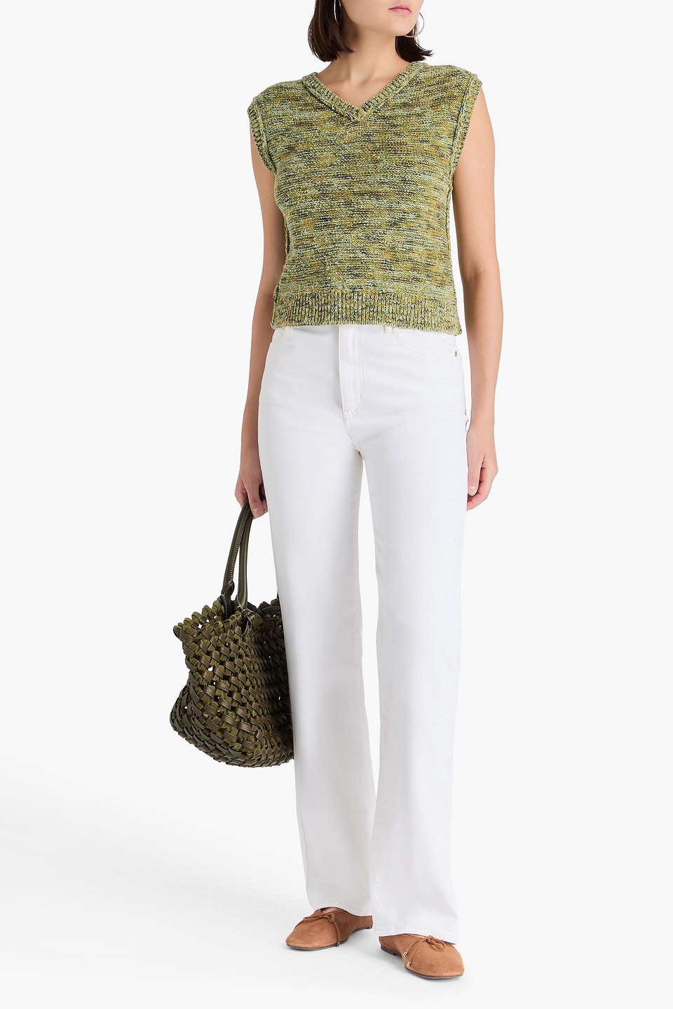 Frame The Arrow High-rise Bootcut Jeans In White