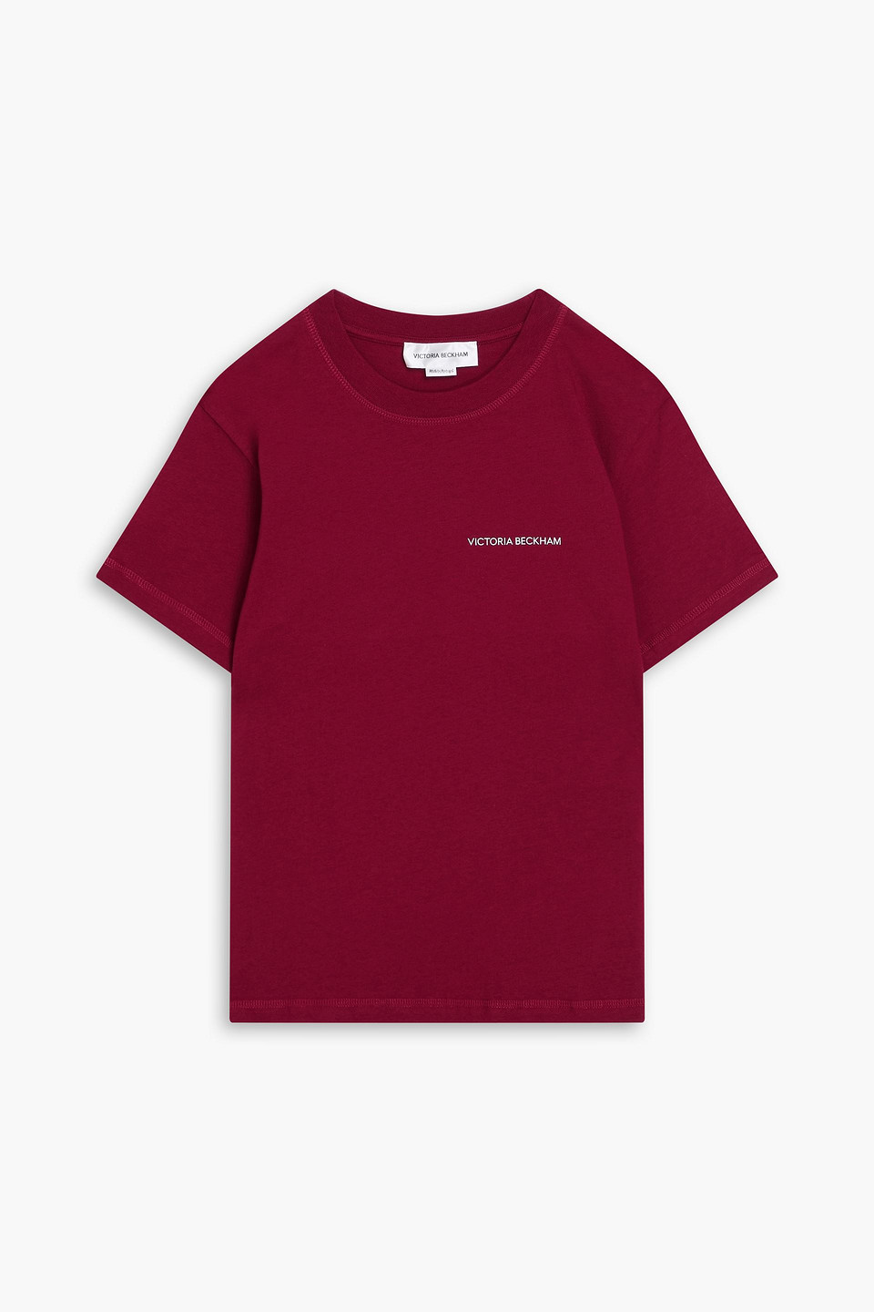 victoria beckham - printed cotton-jersey t-shirt - burgundy - xs