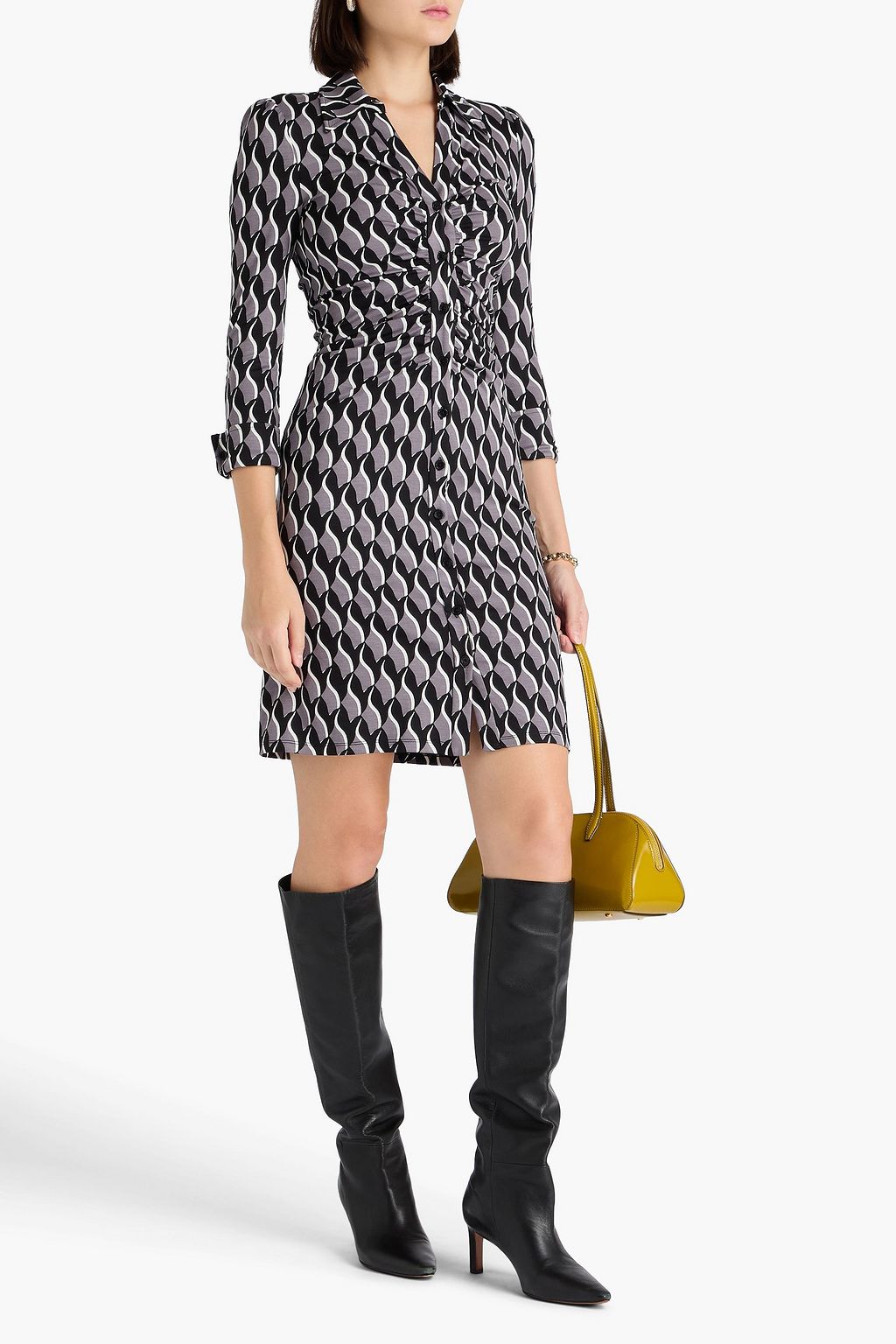 DIANE VON FURSTENBERG Sheska ruched printed jersey dress
