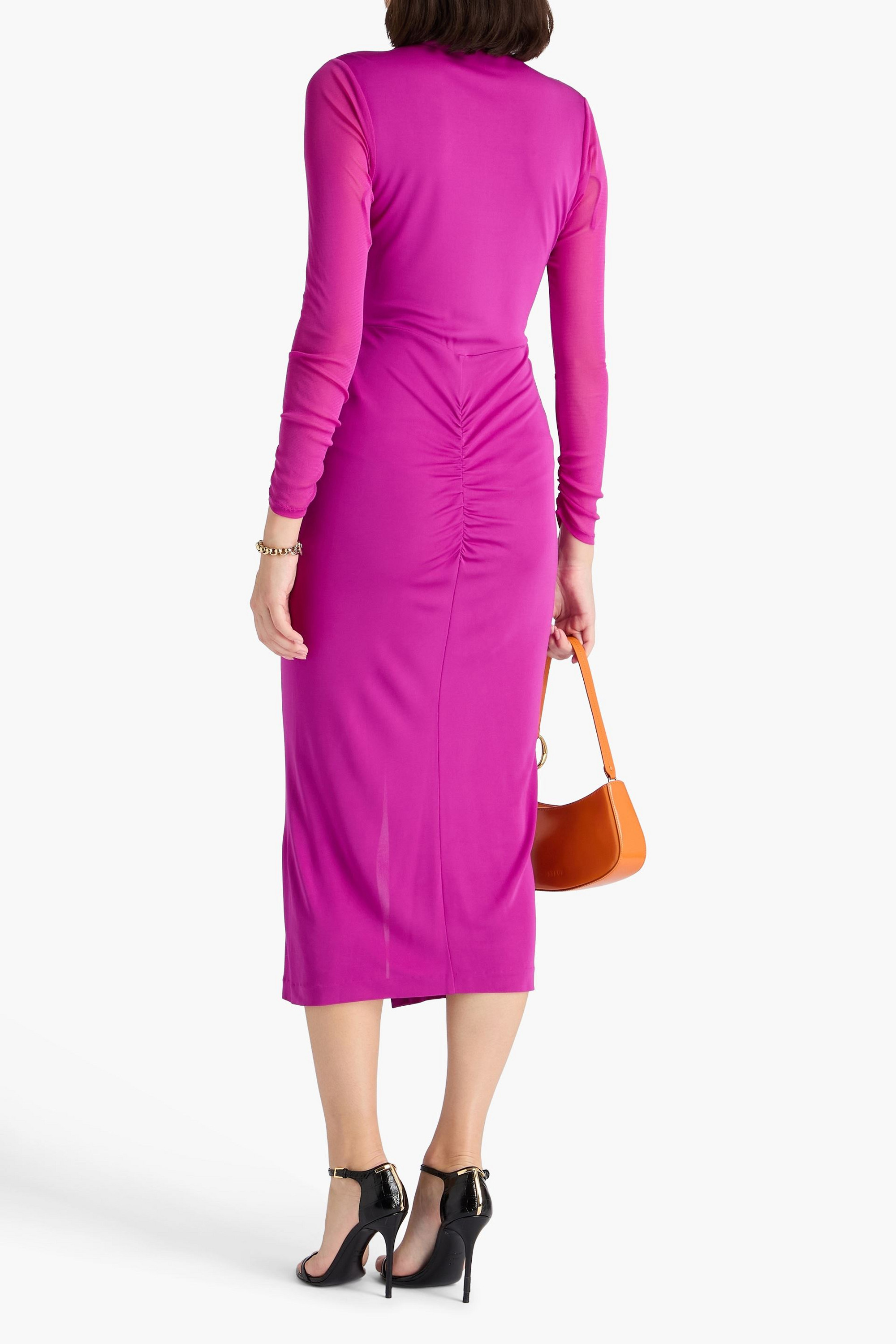 Diane von Furstenberg Hades ruched crepe and mesh midi dress