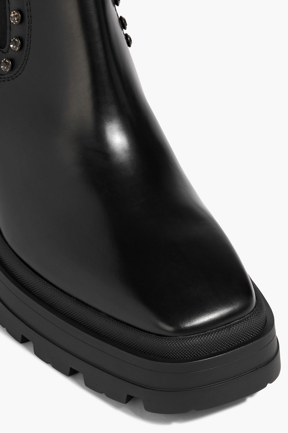 Jimmy Choo Veronique 80 Crystal-embellished Leather Chelsea Boots In Black