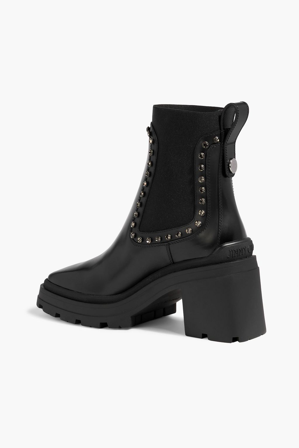 JIMMY CHOO Veronique 80 crystal-embellished leather Chelsea boots