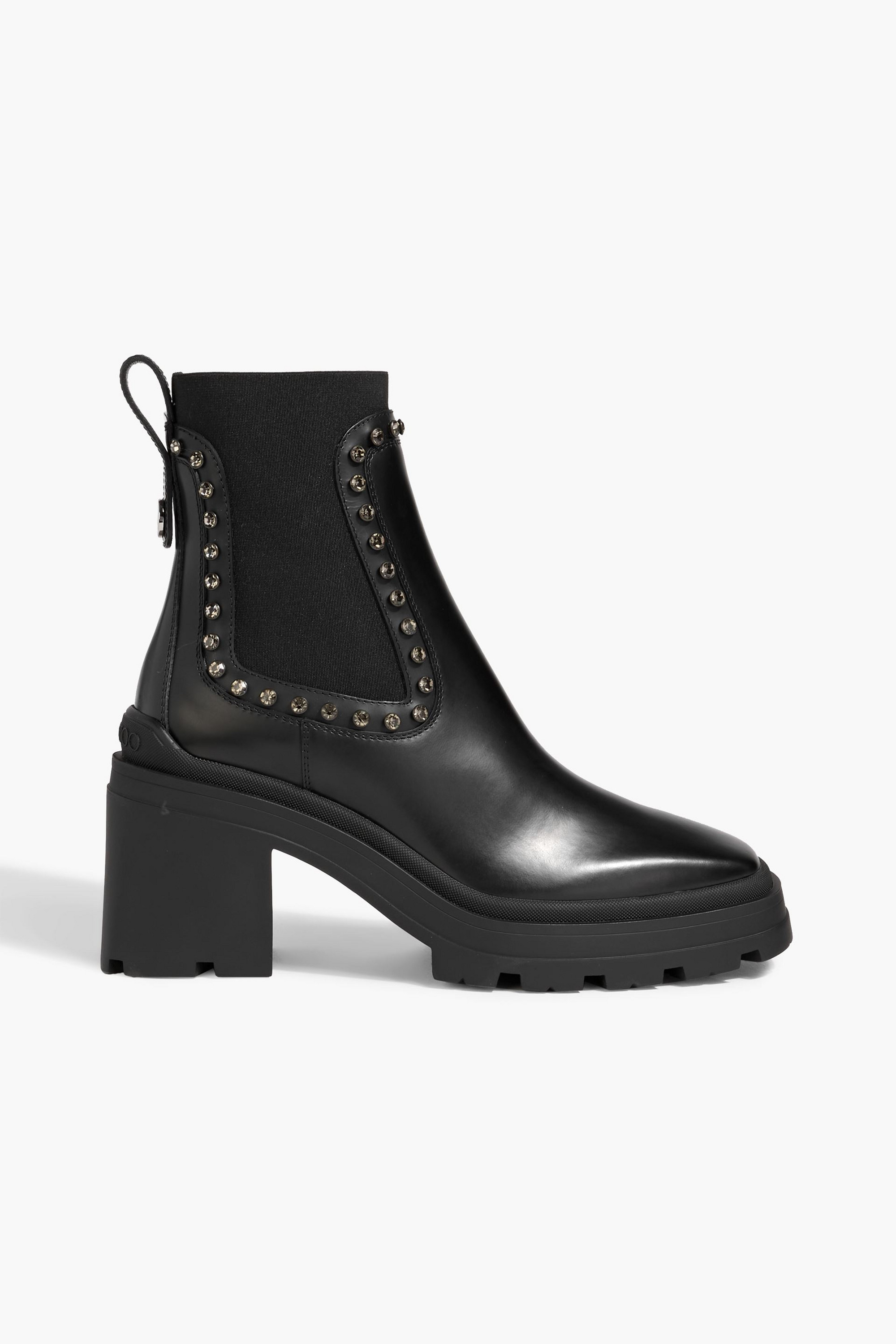 JIMMY CHOO Veronique 80 crystal-embellished leather Chelsea boots