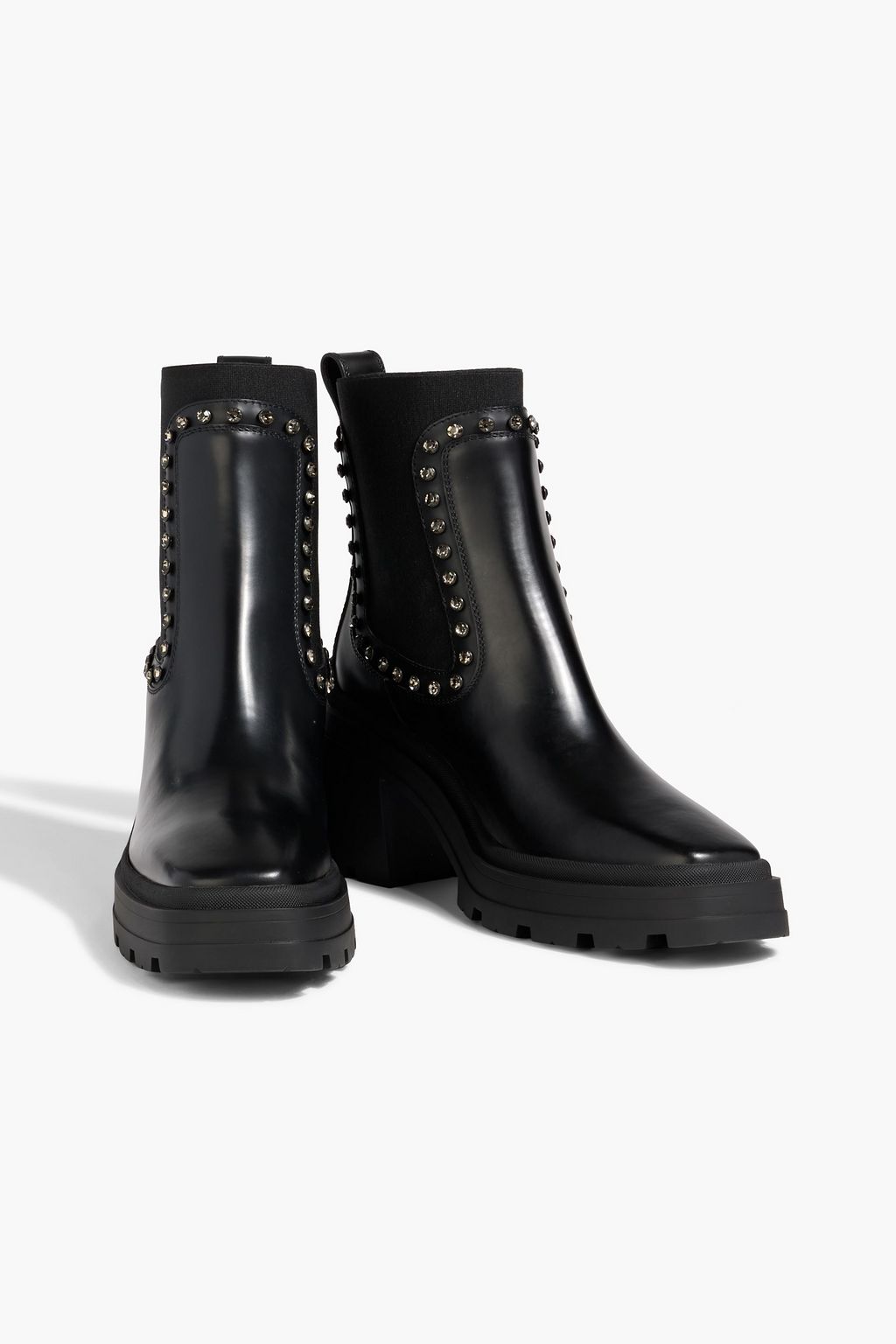 JIMMY CHOO Veronique 80 crystal-embellished leather Chelsea boots