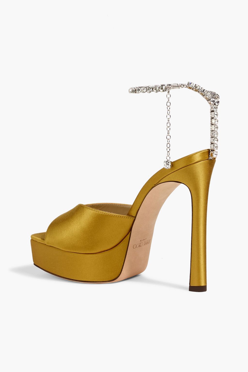 JIMMY CHOO Saeda 125 crystal-embellished satin platform sandals