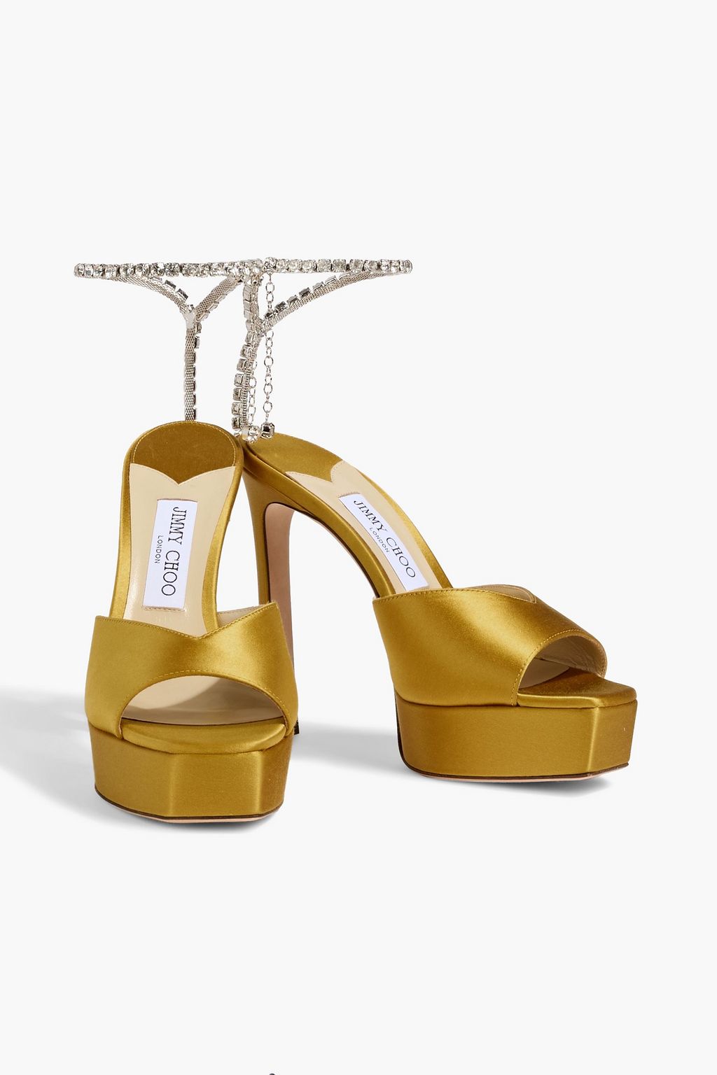 JIMMY CHOO Saeda 125 crystal-embellished satin platform sandals