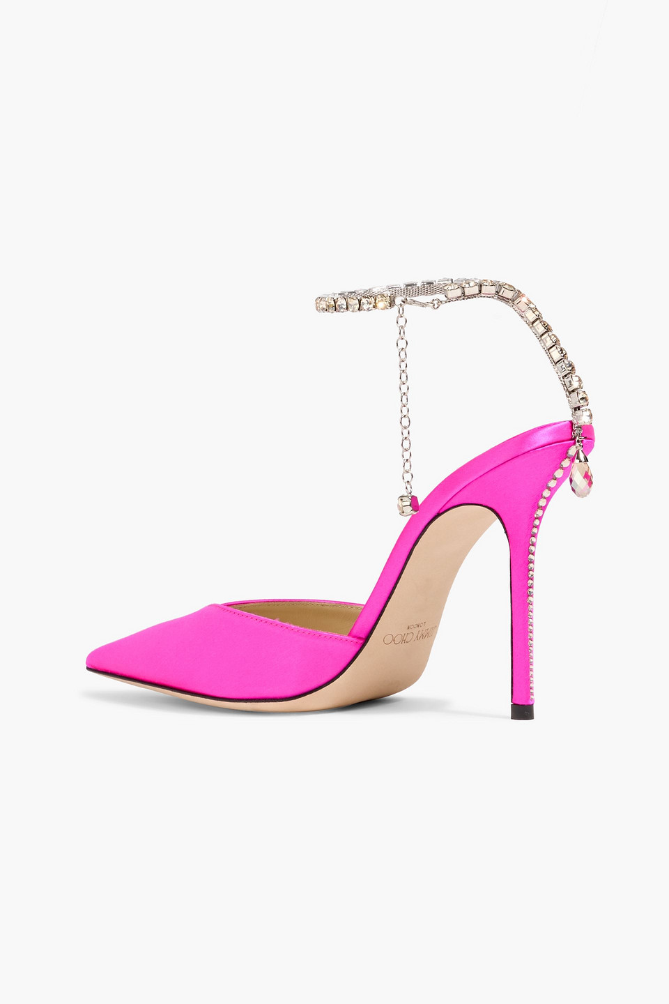 Jimmy Choo Saeda 100 Crystal-embellished Satin Pumps In Pink