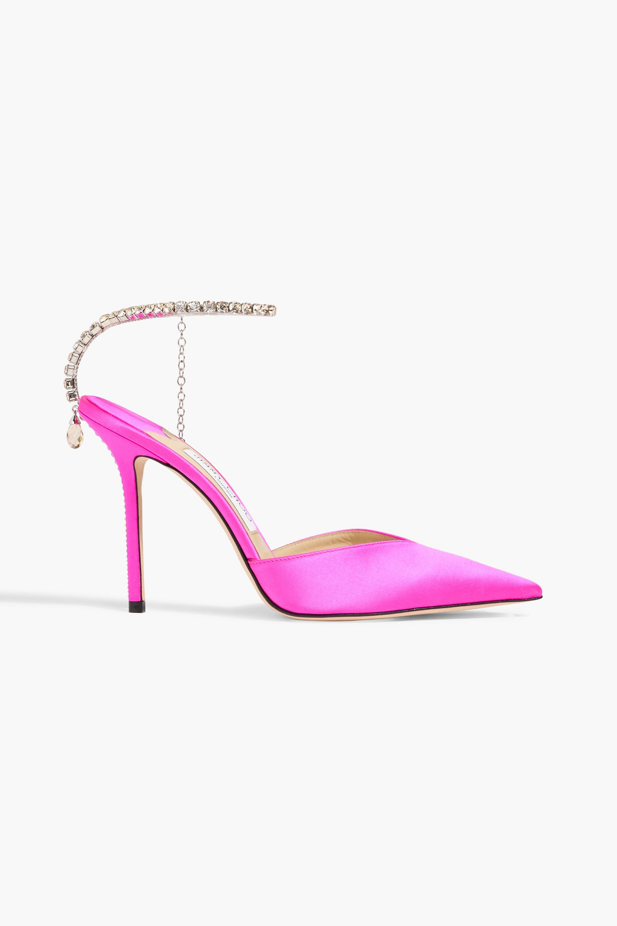 JIMMY CHOO Saeda 100 crystal-embellished satin pumps