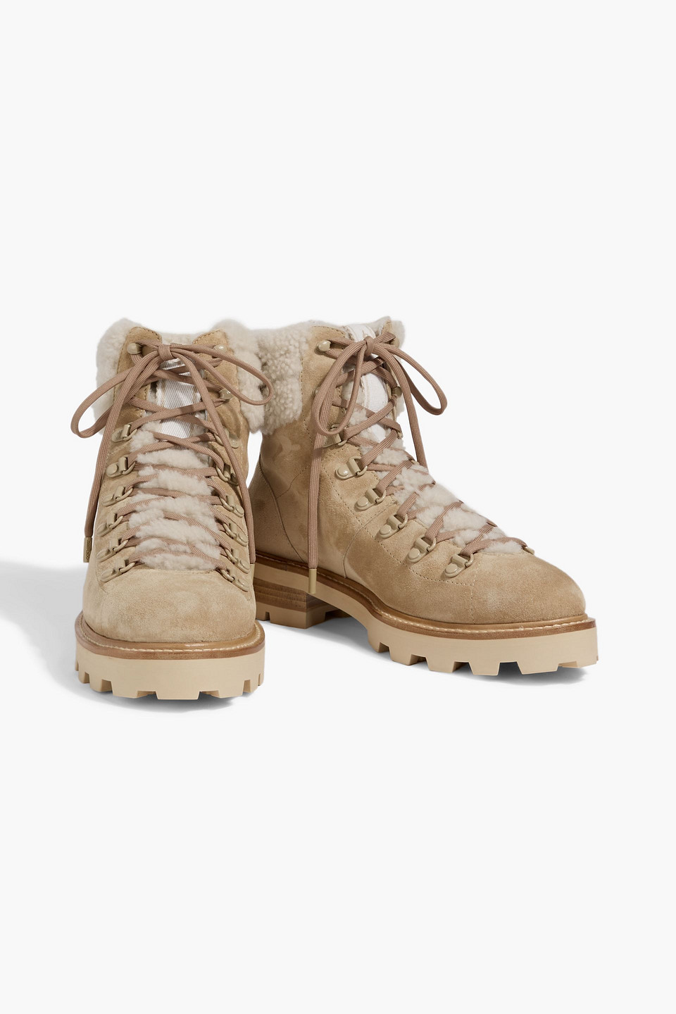 Jimmy Choo Eshe Shearling Hiking Boots In Animal Print