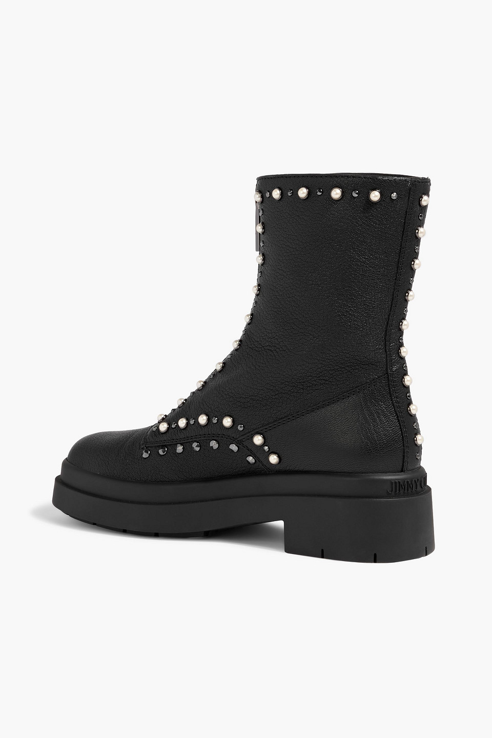 Jimmy Choo Nola Embellished Pebbled-leather Ankle Boots In Black