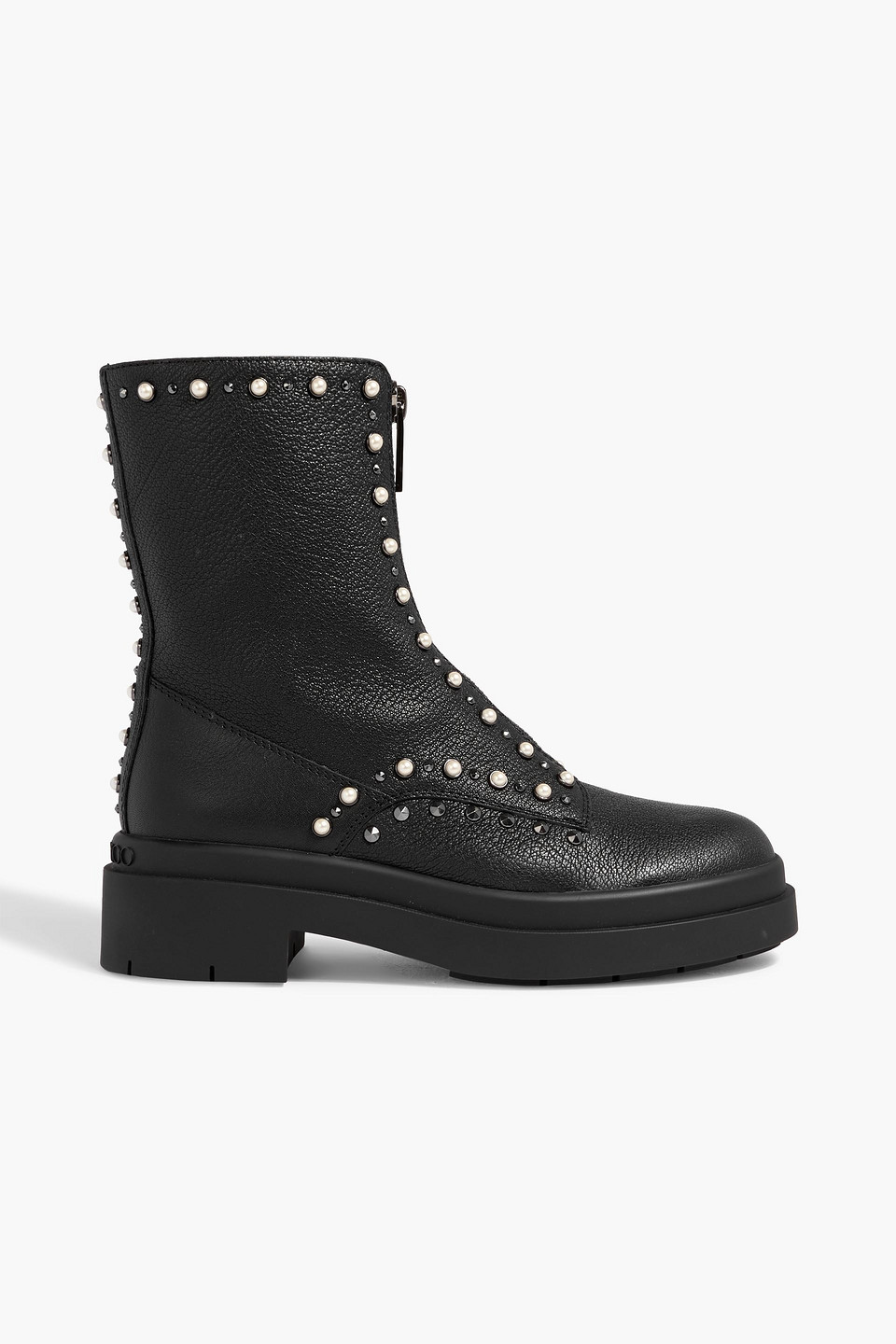 Jimmy Choo Nola Embellished Pebbled-leather Ankle Boots In Black