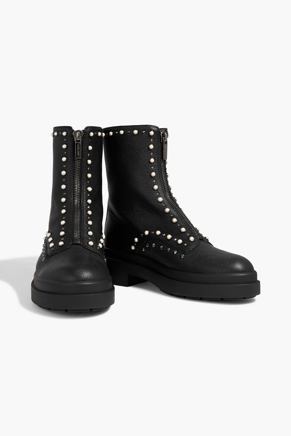 Jimmy Choo Nola Embellished Pebbled-leather Ankle Boots In Black