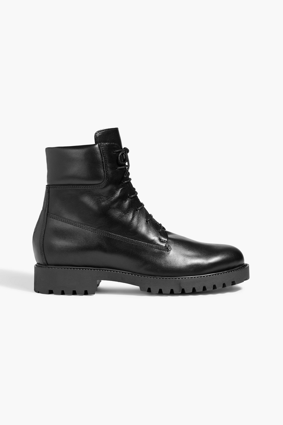Totême The Huskey Leather Combat Boots In Black
