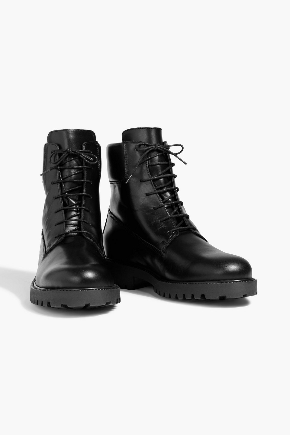 Totême The Huskey Leather Combat Boots In Black