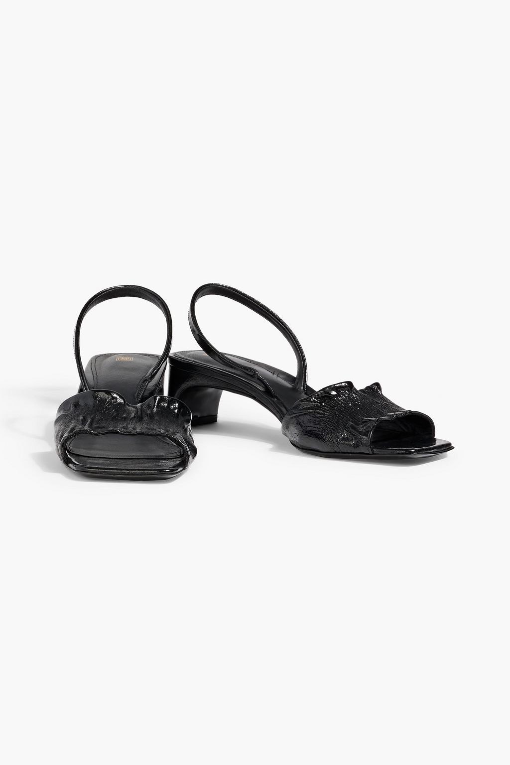 TOTEME The Gathered Scoop crinkled glossed-leather slingback sandals