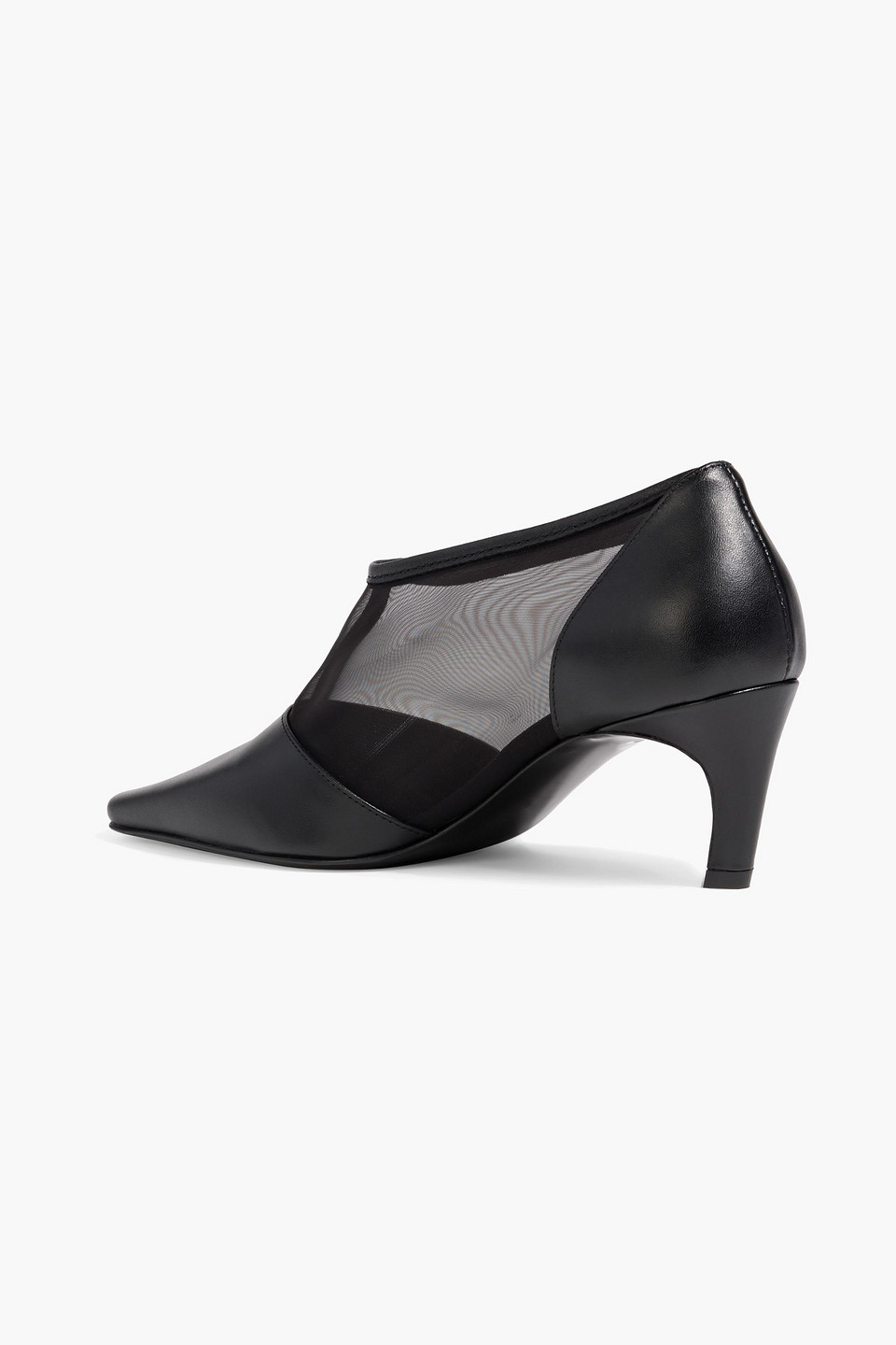Totême The T-strap Mesh And Leather Pumps In Black
