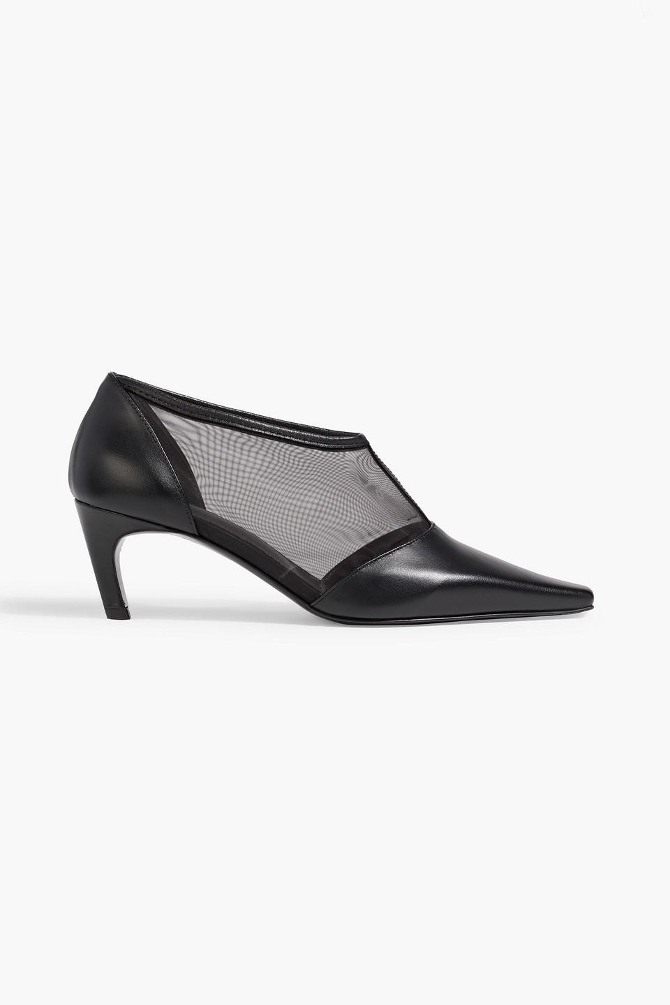 Totême The T-strap Mesh And Leather Pumps In Black