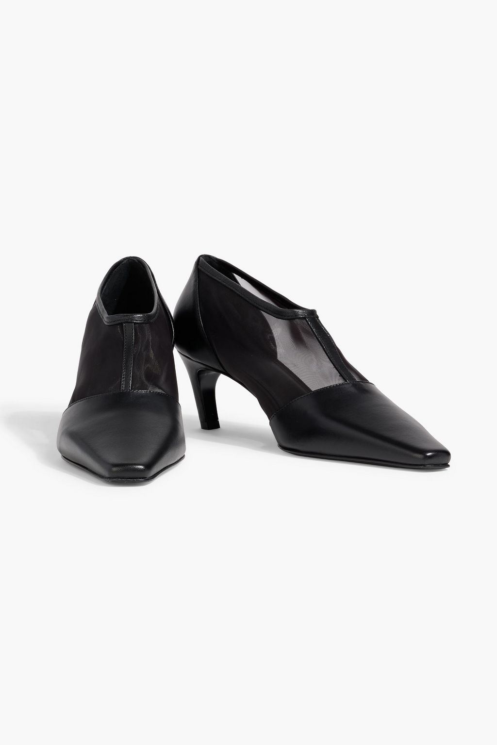 TOTEME The T-Strap mesh and leather pumps