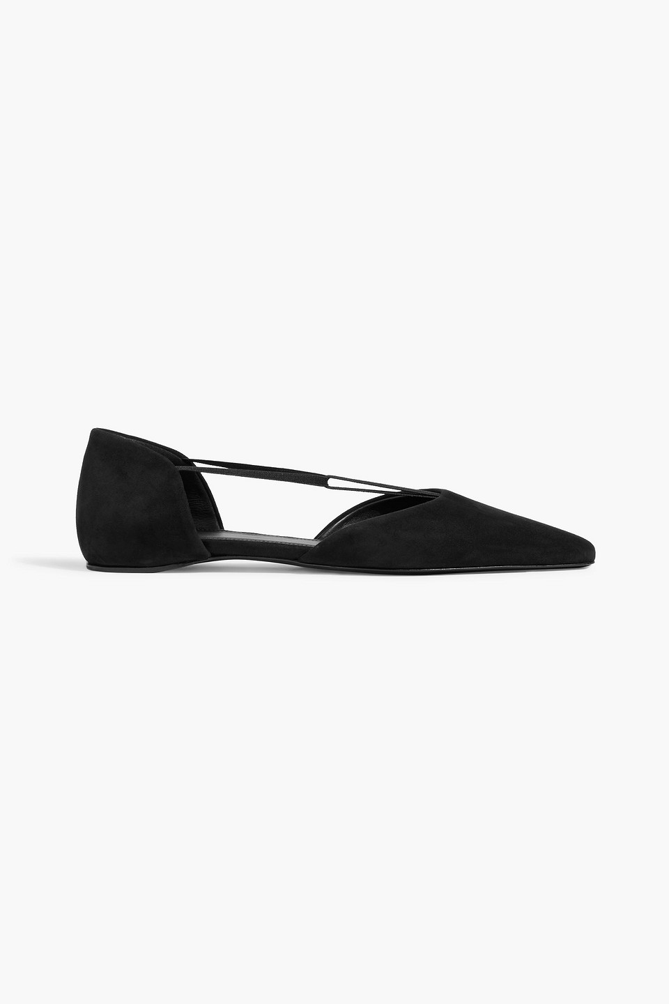 Totême The T-strap Suede Flats In Black