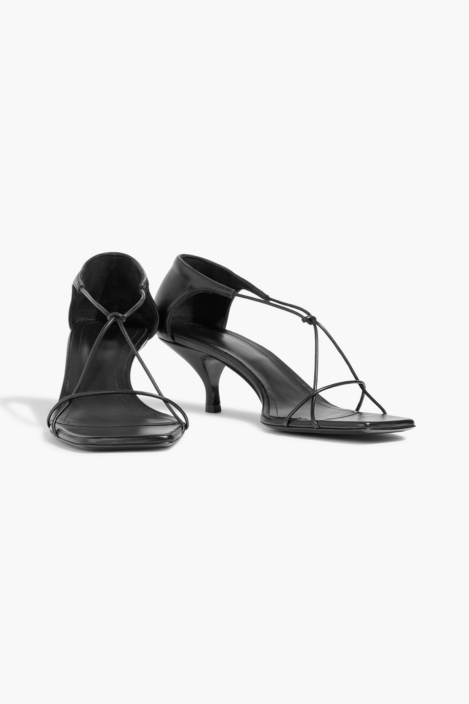 Totême The Knot Leather Sandals In Black