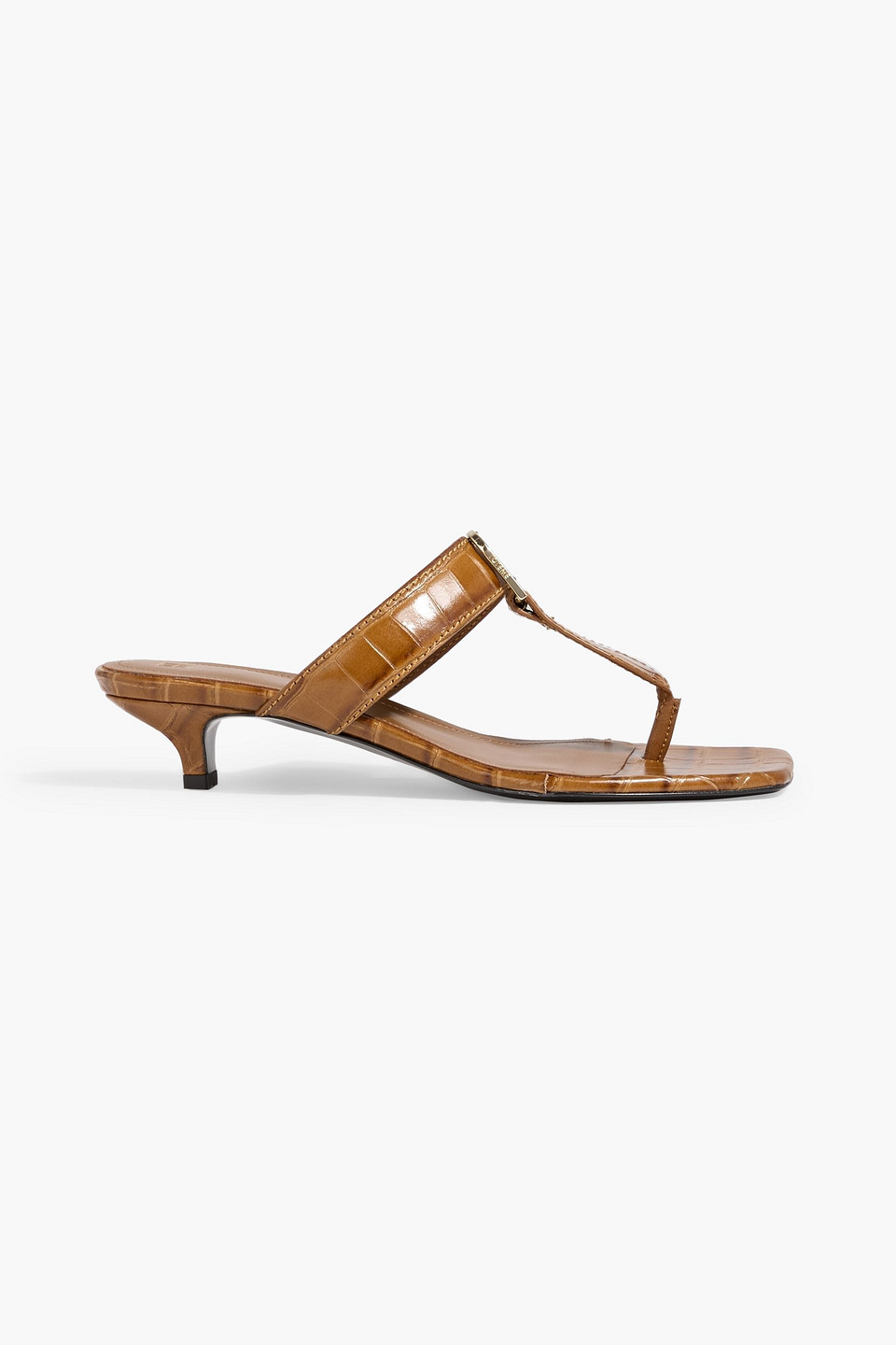 Totême The Belted Croc-effect Leather Sandals In Brown