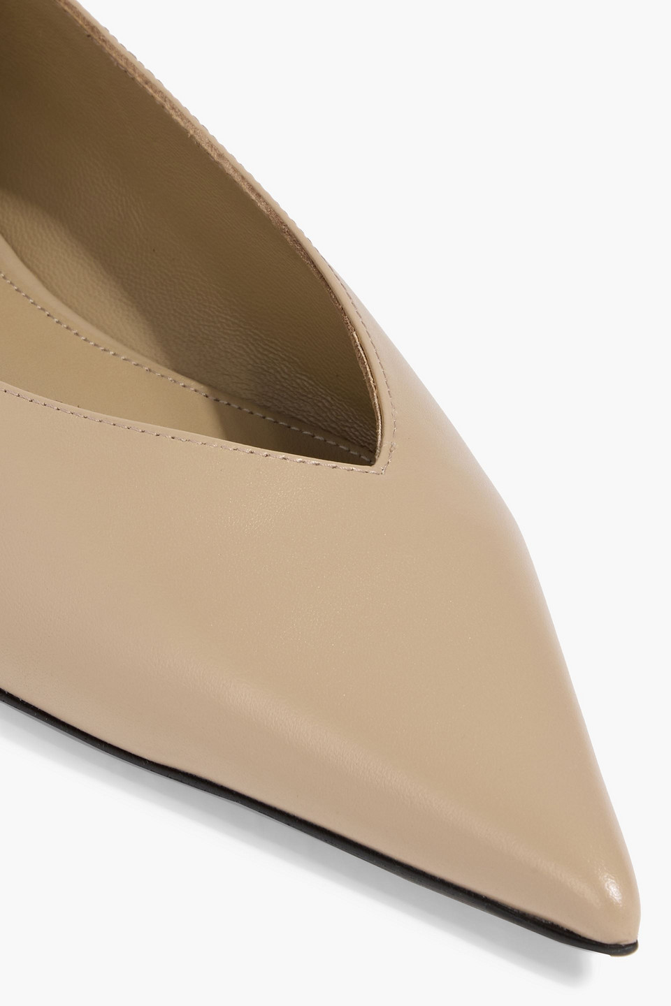 Totême The Asymmetric Ballerina Leather Point-toe Flats In Neutral