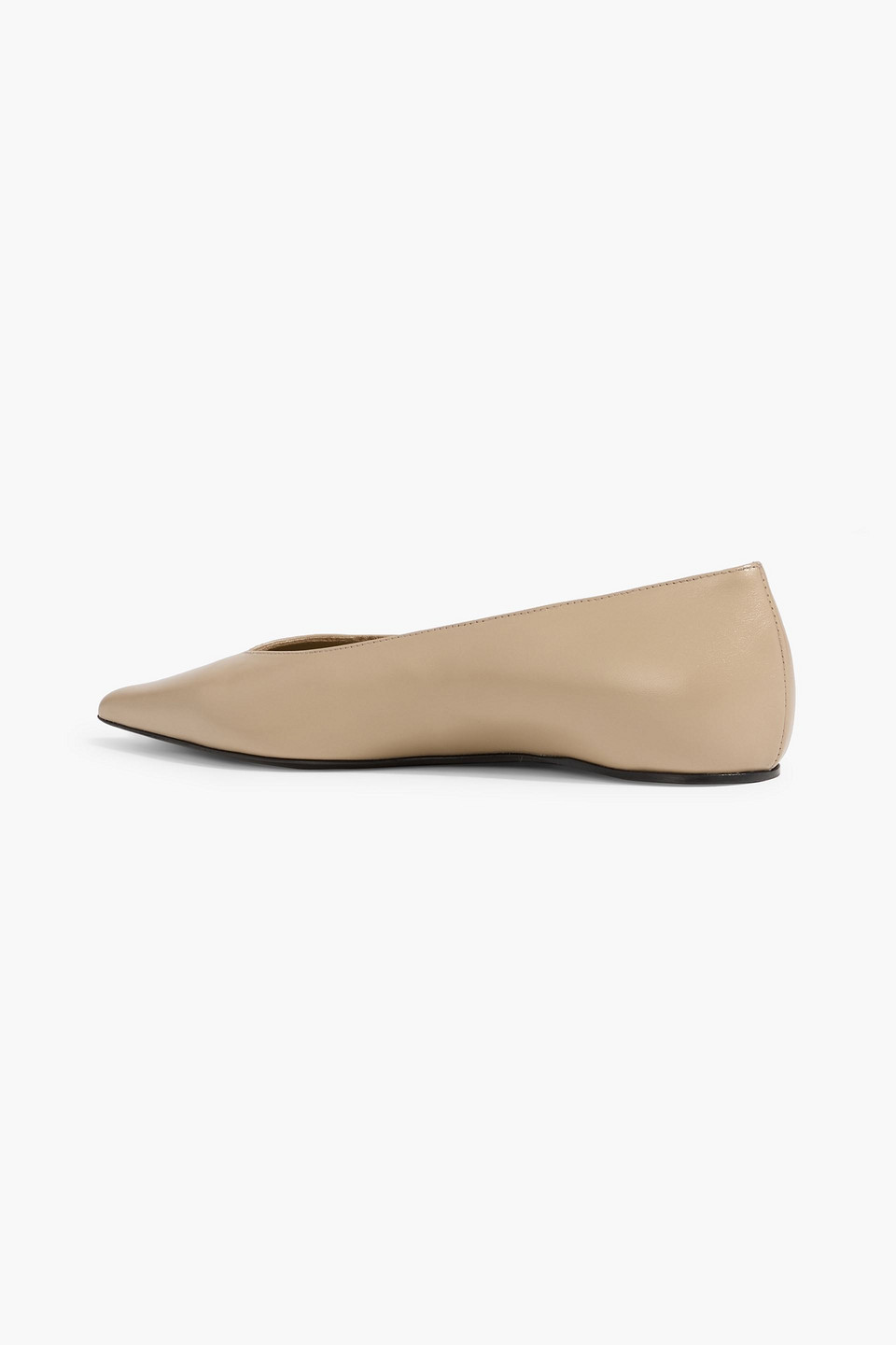 Totême The Asymmetric Ballerina Leather Point-toe Flats In Neutral