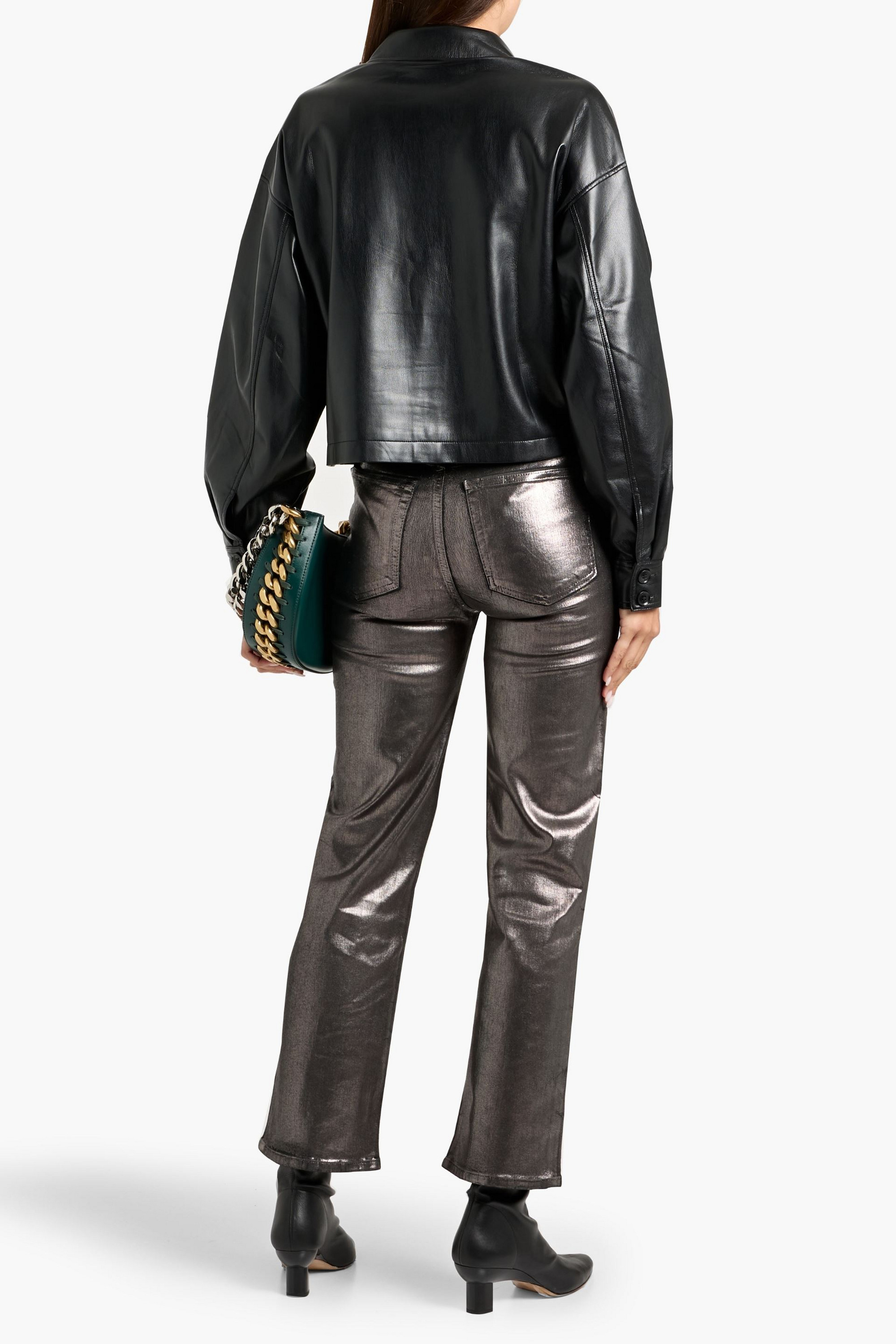 FRAME Le Sleek Straight metallic high-rise straight-leg jeans thumbnail