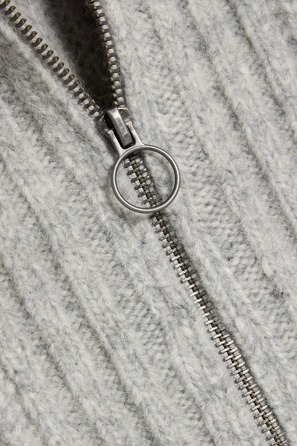 Paige Jayna Ribbed Wool-blend Zip-up Cardigan In Gray