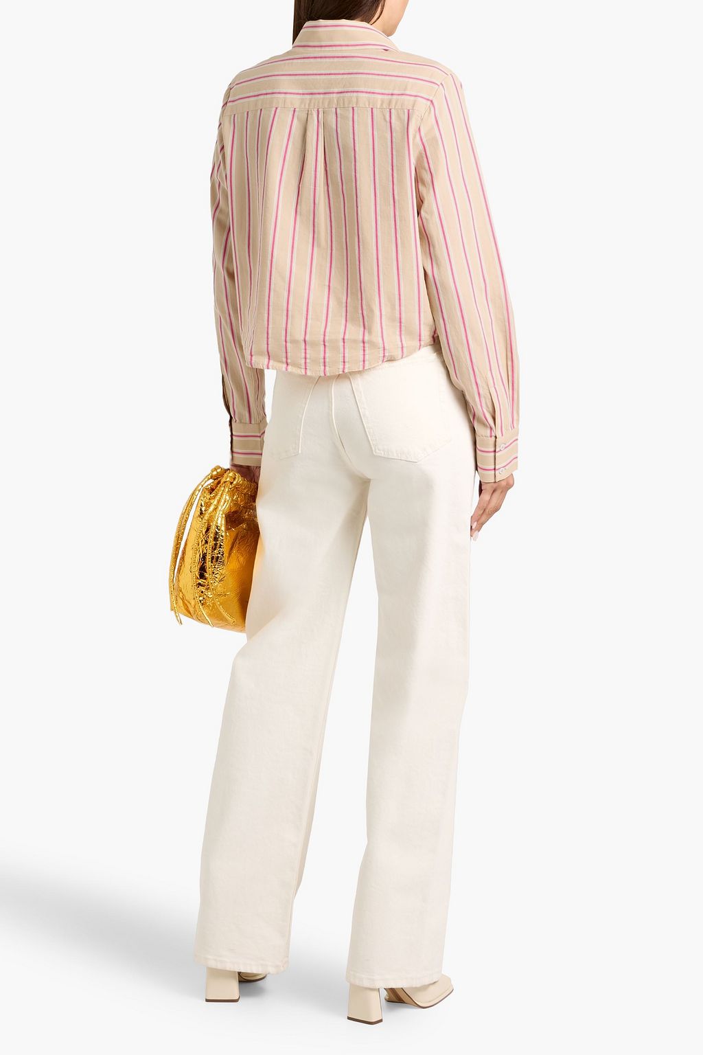 PAIGE Cropped striped cotton shirt