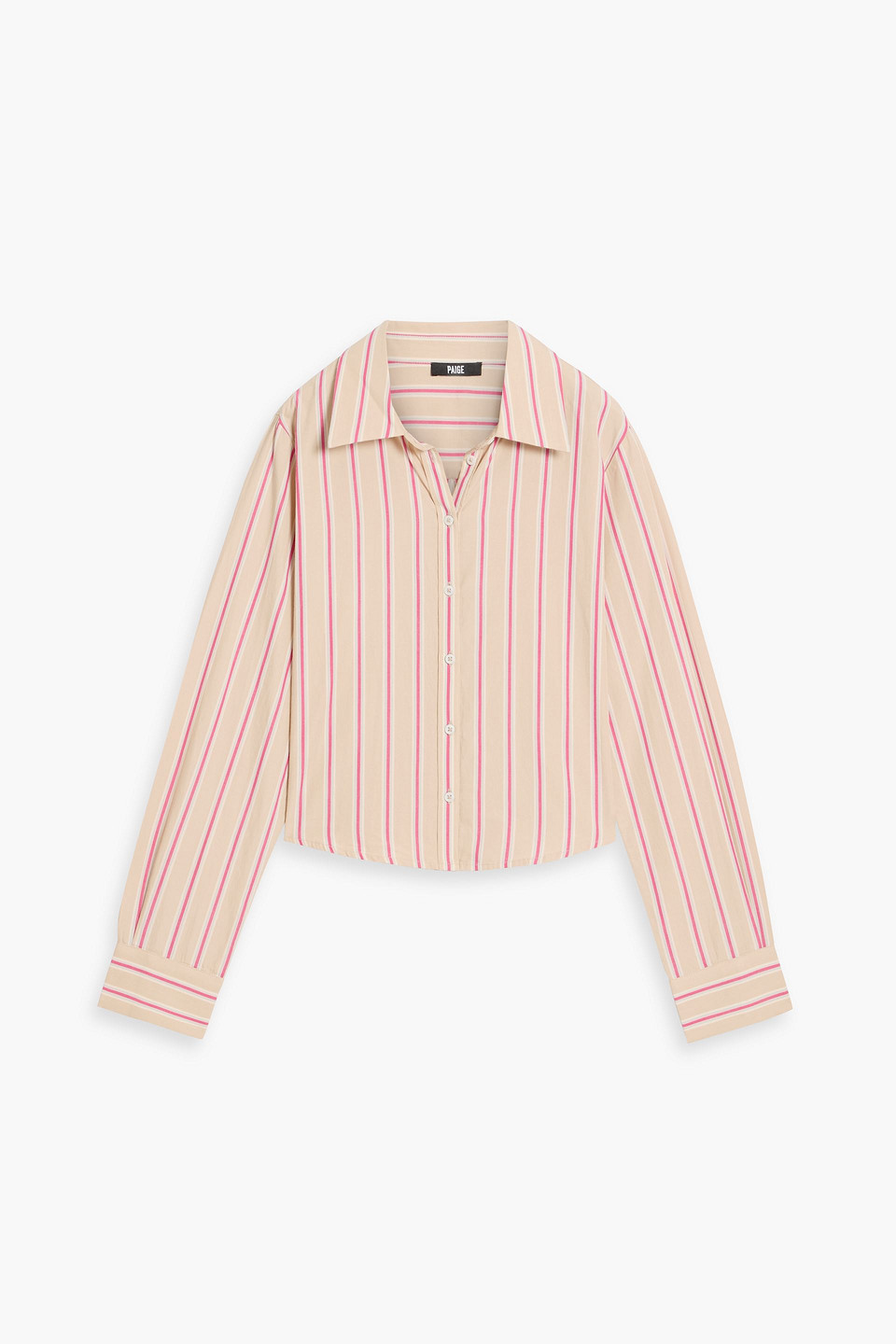 Paige Cropped Striped Cotton Shirt In Pink