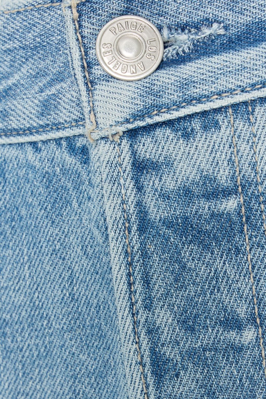 PAIGE Sawyer distressed high-rise straight-leg jeans