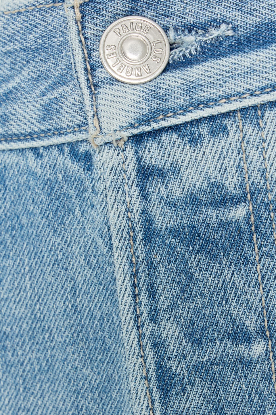 Paige Sawyer Distressed High-rise Straight-leg Jeans In Blue