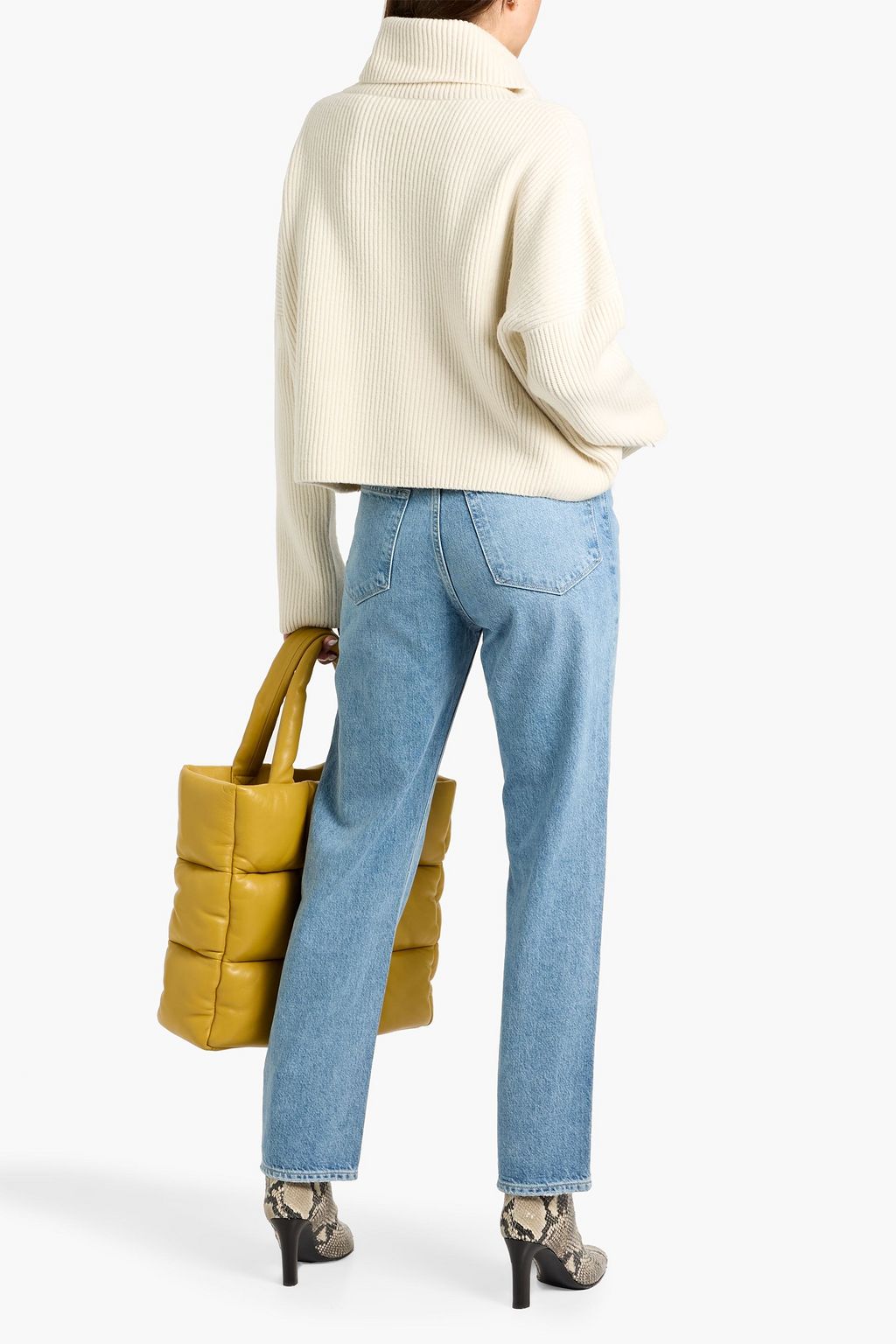 PAIGE Sawyer distressed high-rise straight-leg jeans