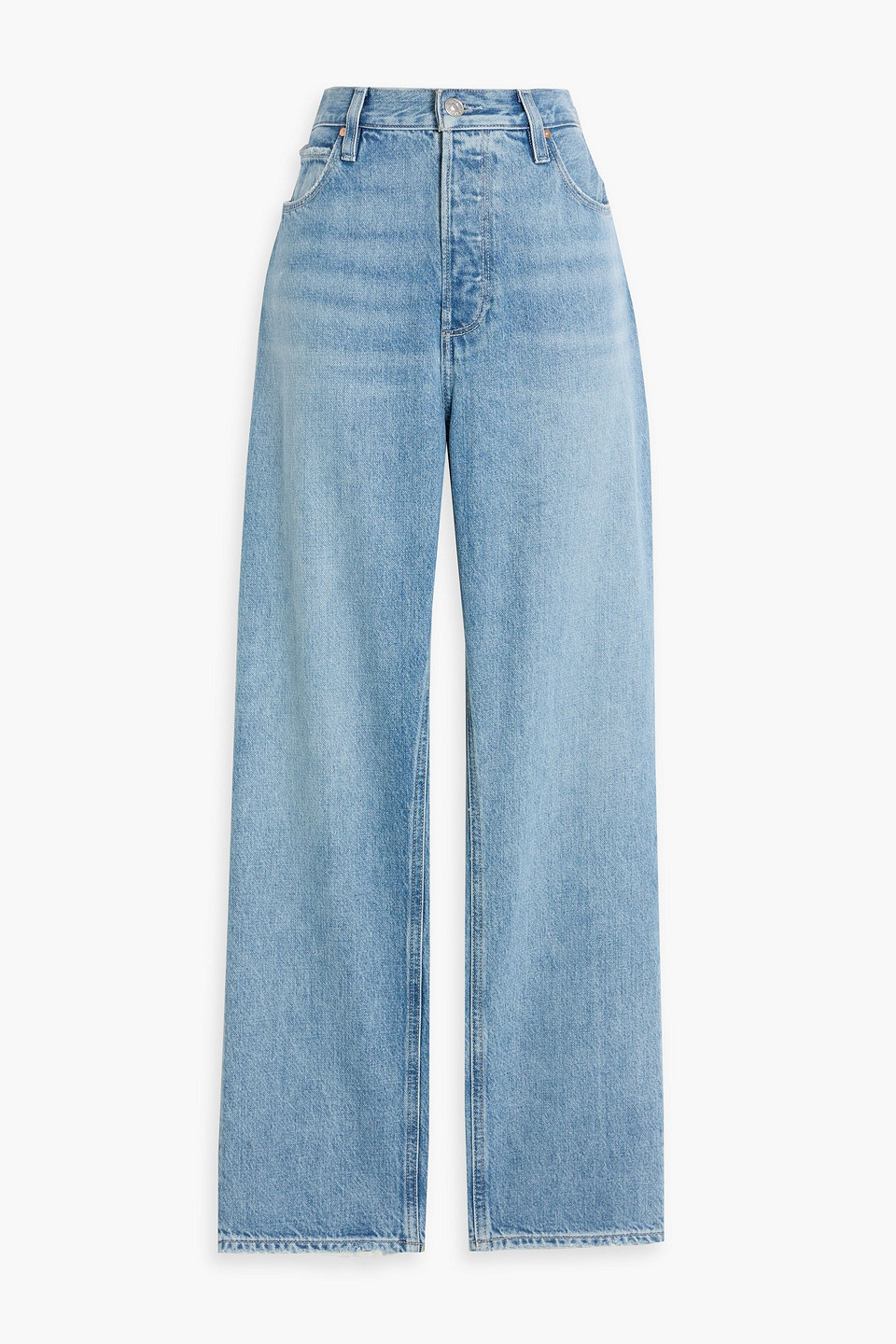 Paige Sawyer Distressed High-rise Straight-leg Jeans In Blue