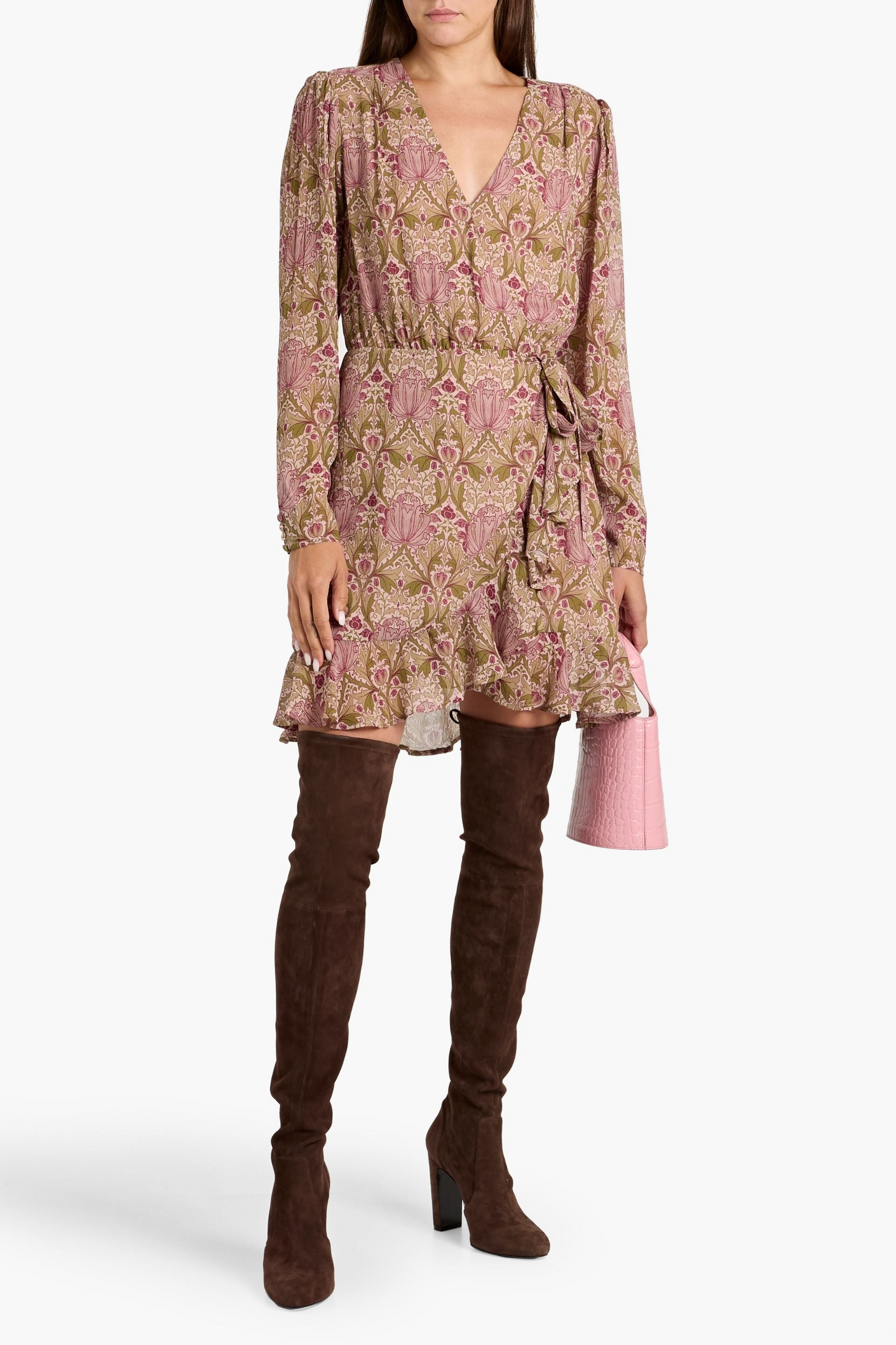 MORRIS & CO. X PAIGE Bodega ruffled floral-print silk-georgette mini wrap dress