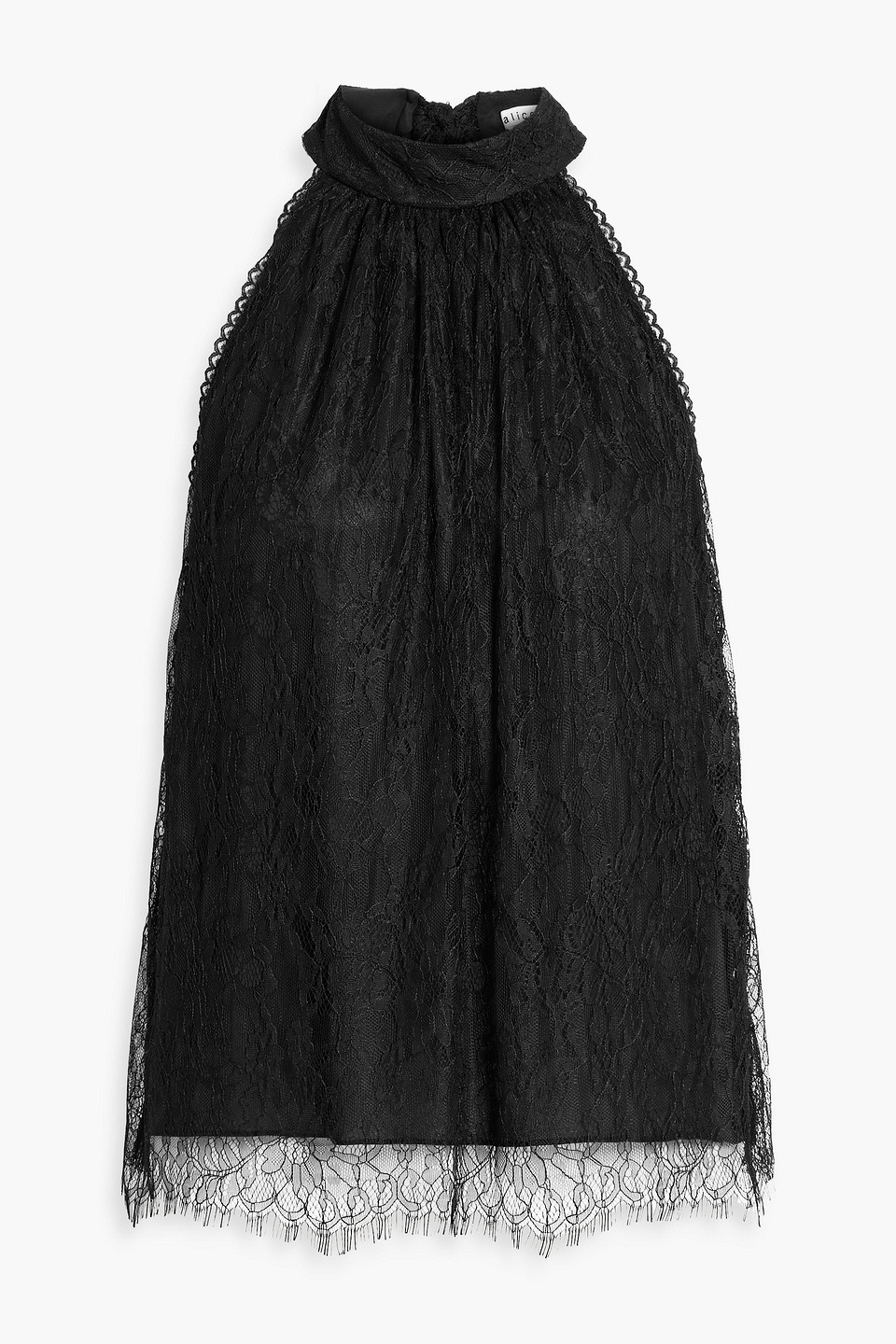 Alice And Olivia Maris Tie-back Lace Top In Black