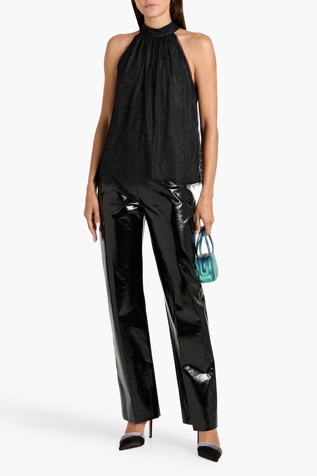 ALICE + OLIVIA Maris tie-back lace top