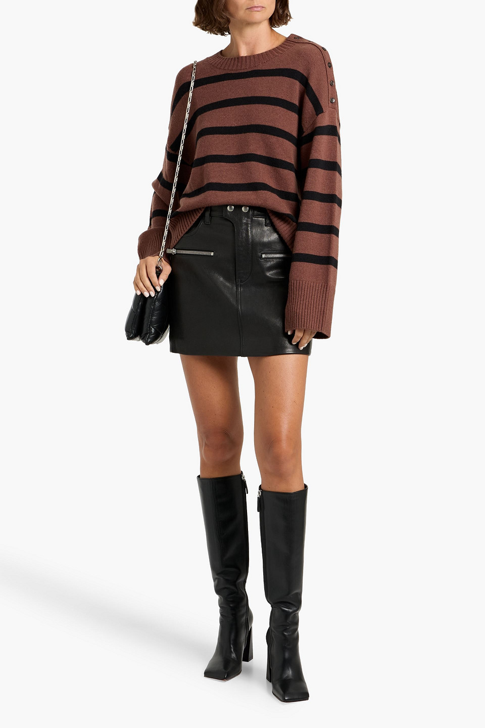 Paige Zofia Striped Intarsia-knit Sweater In Brown