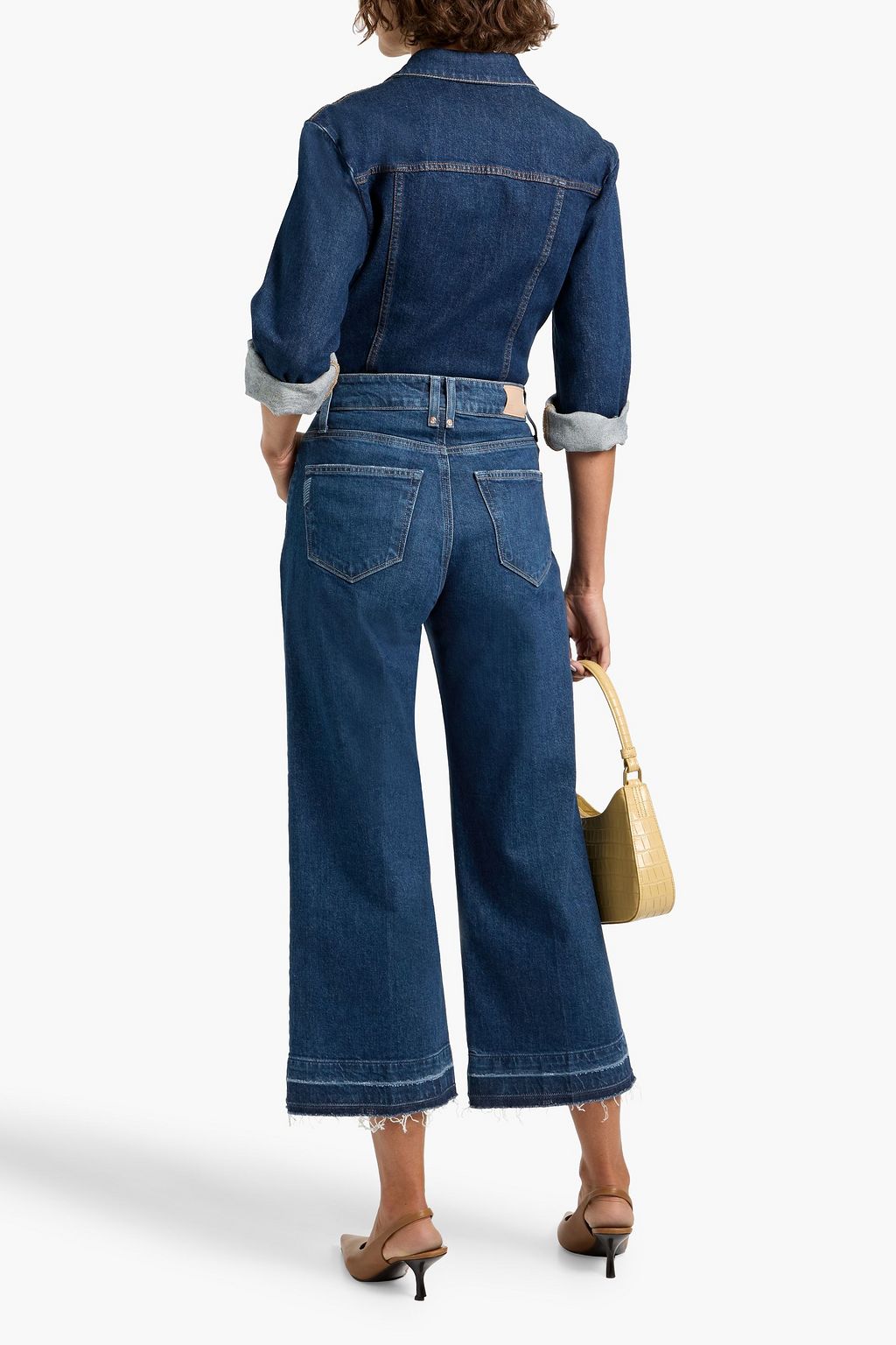 PAIGE Alana cropped distressed high-rise wide-leg jeans