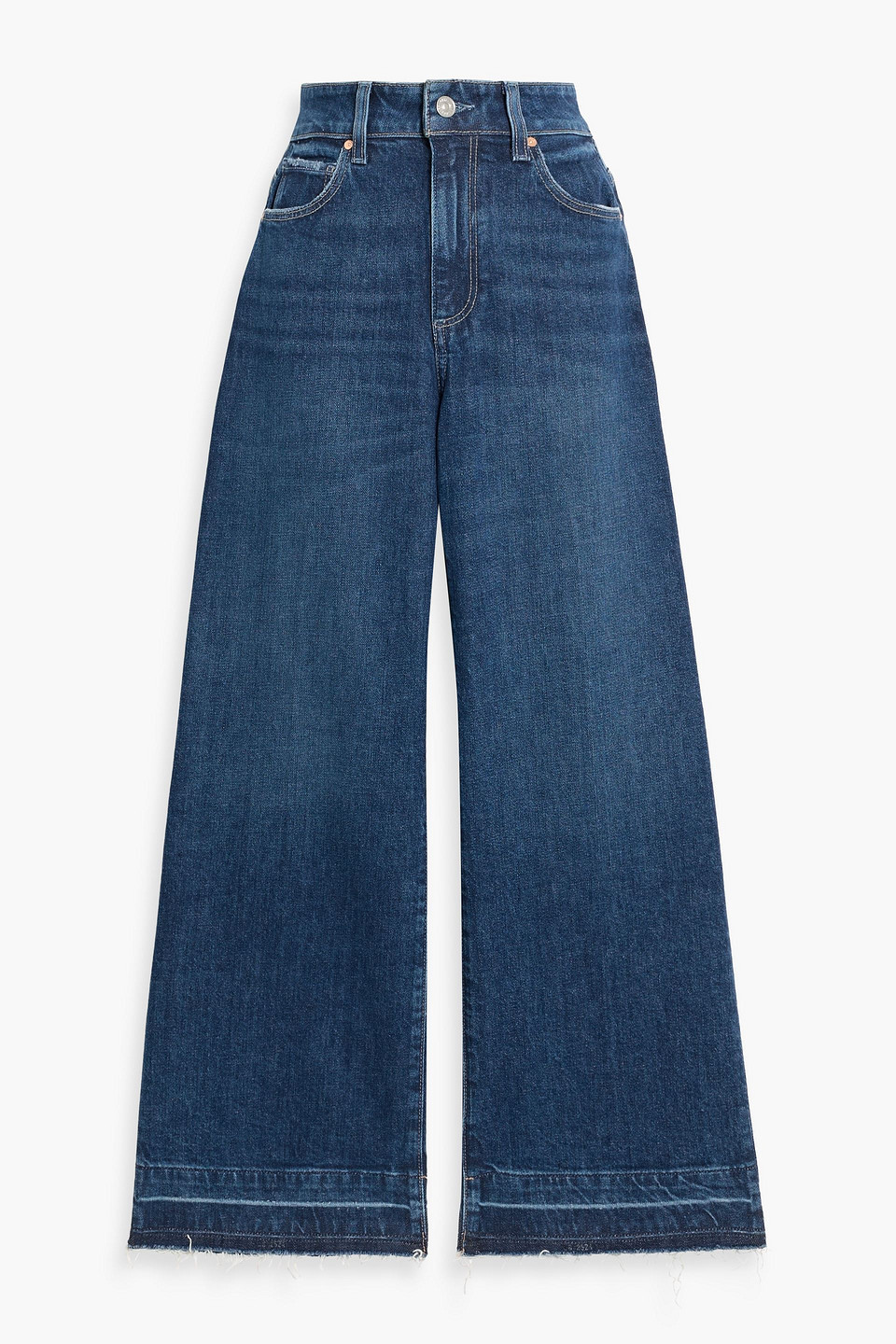 Paige Alana Cropped Distressed High-rise Wide-leg Jeans In Blue
