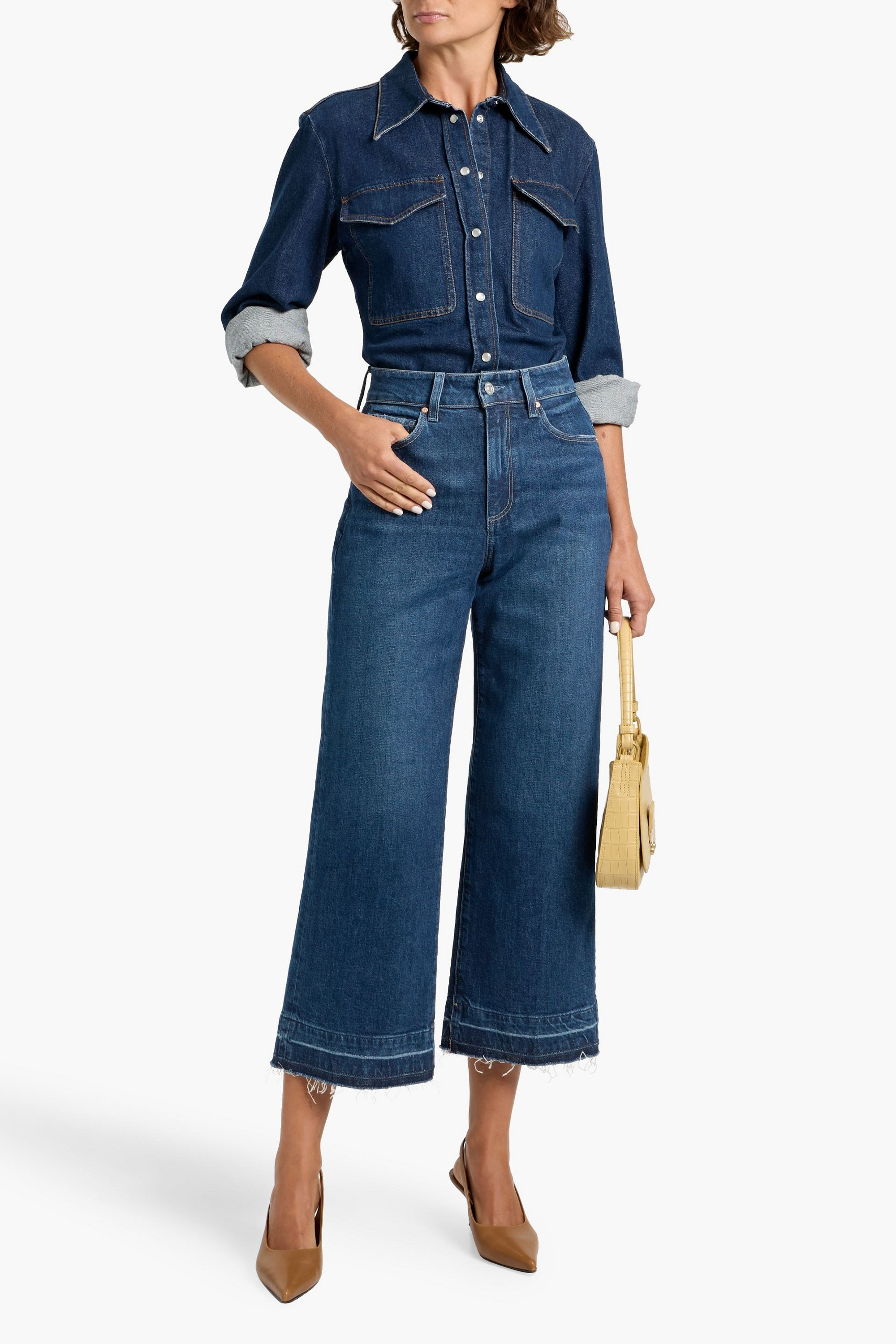 PAIGE Alana cropped distressed high-rise wide-leg jeans