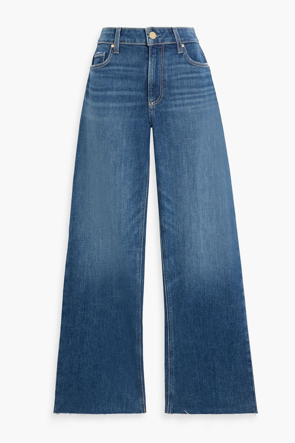Paige Leenah Ankle Distressed High-rise Wide-leg Jeans In Blue