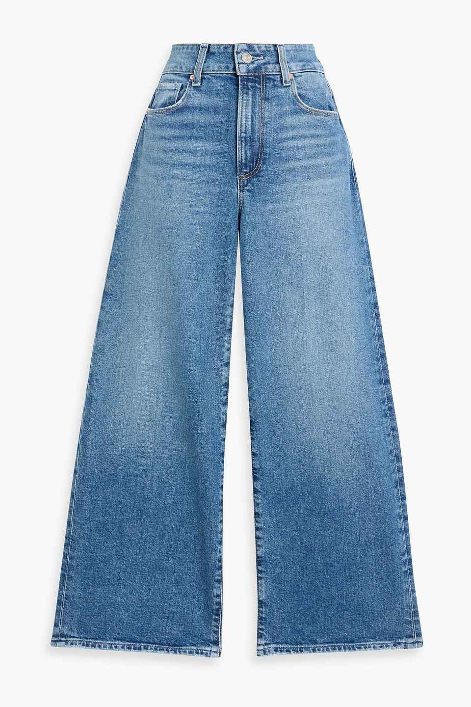 Paige Sasha Cropped Faded High-rise Wide-leg Jeans In Blue