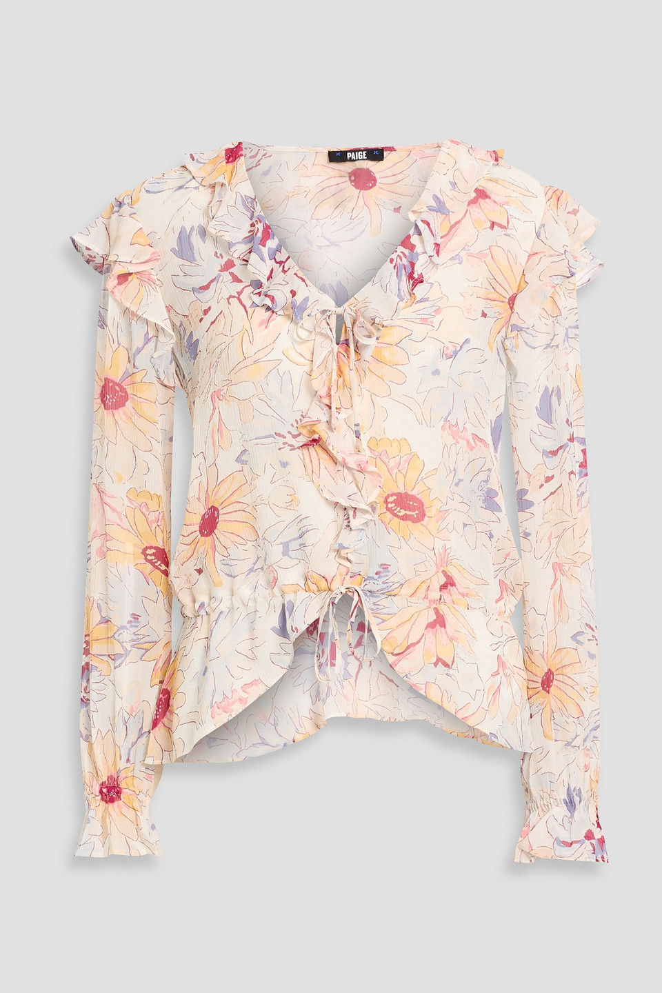 Paige Dorit Ruffled Floral-print Georgette Blouse In White