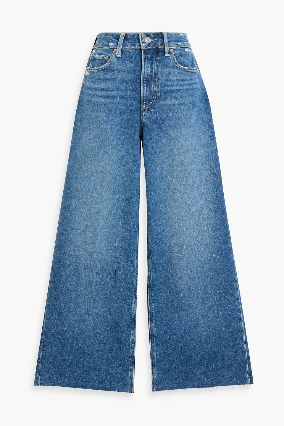 Paige Anessa Cropped Distressed High-rise Wide-leg Jeans In Animal Print