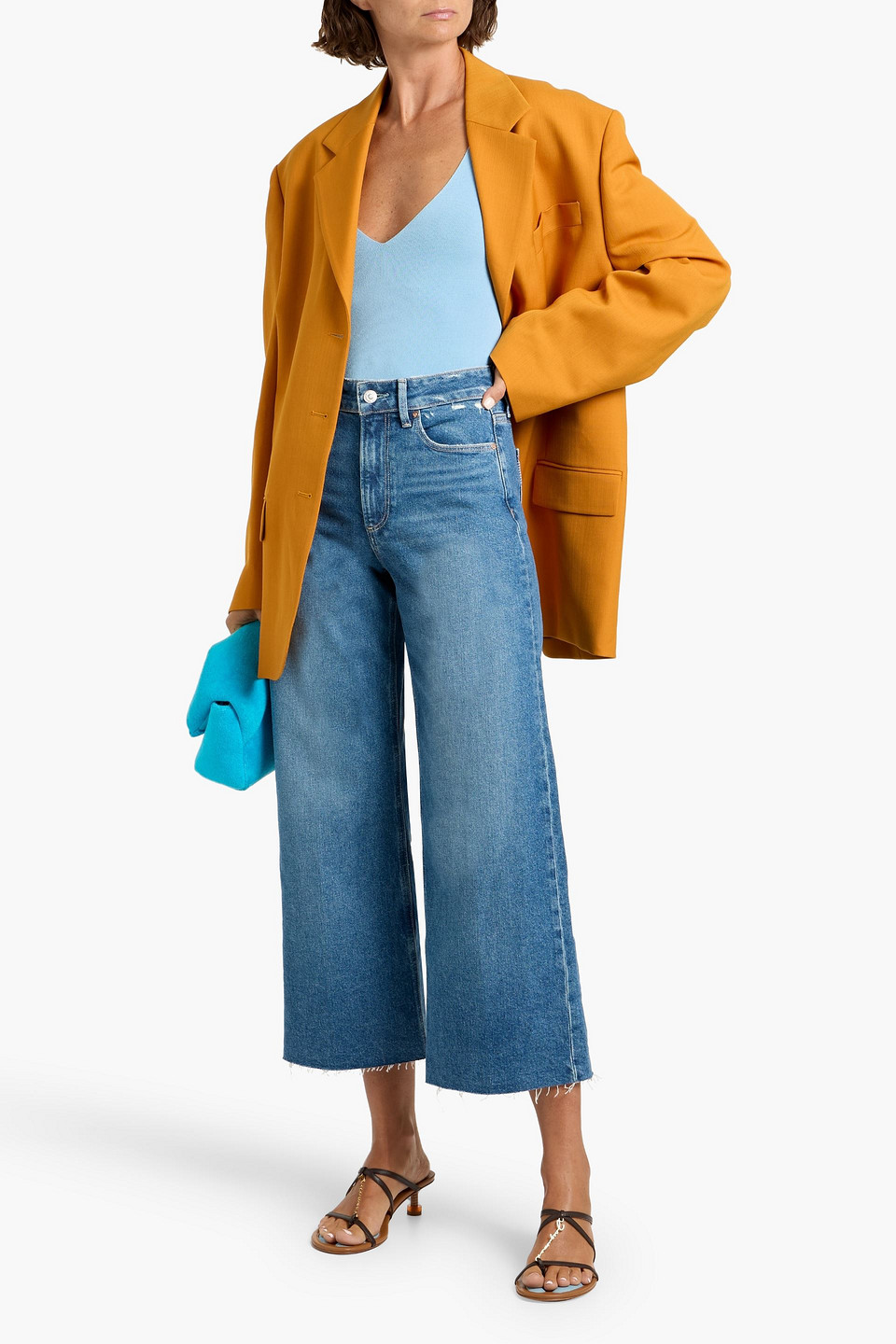 Paige Anessa Cropped Distressed High-rise Wide-leg Jeans In Animal Print
