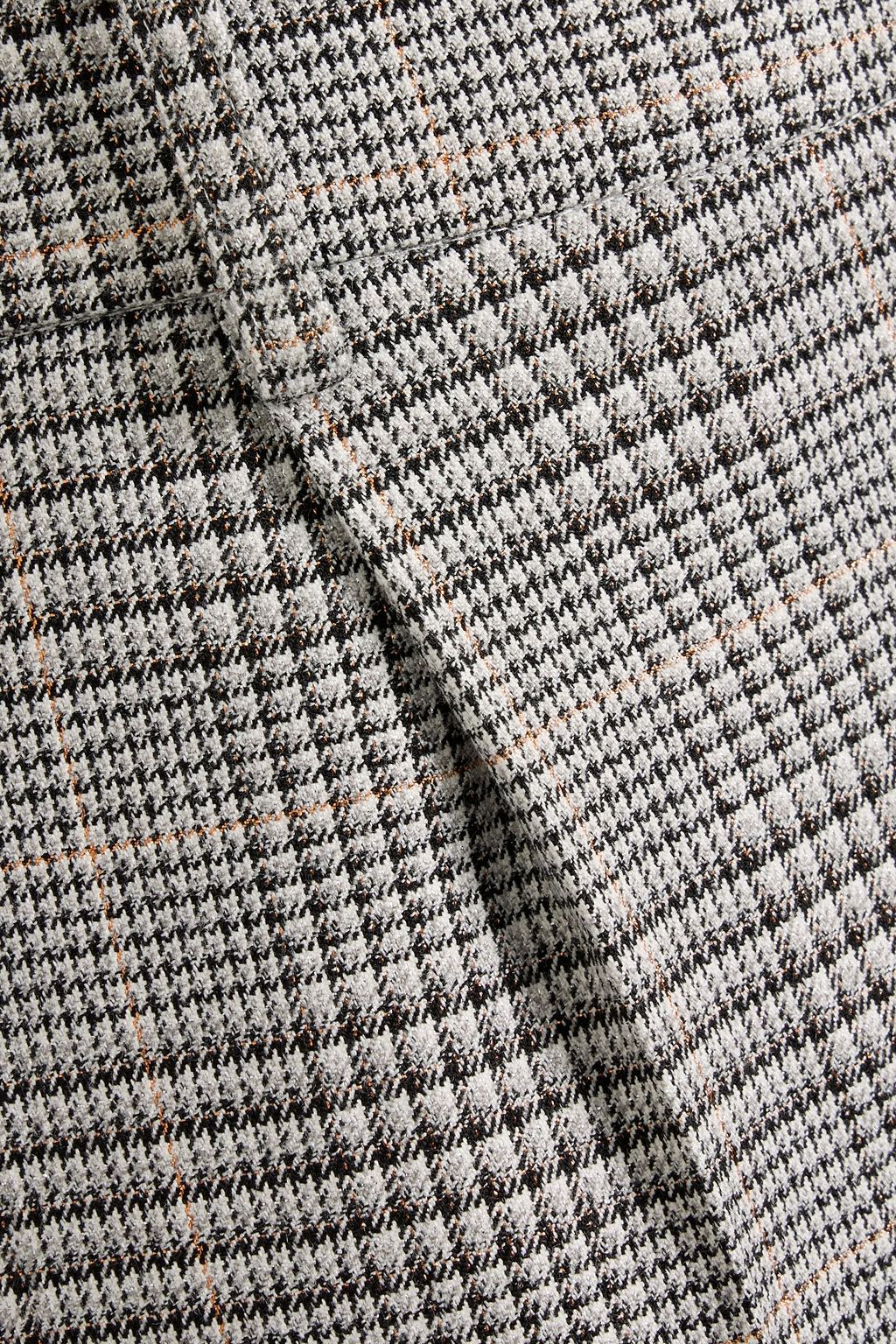 PAIGE Aracelli metallic checked tweed wide-leg pants