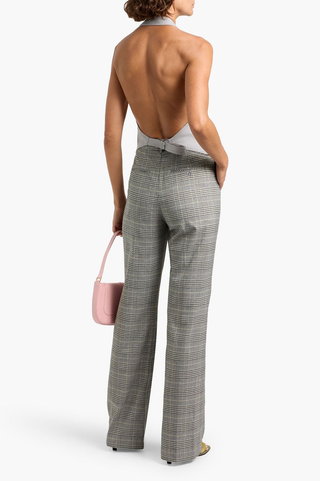 PAIGE Aracelli metallic checked tweed wide-leg pants
