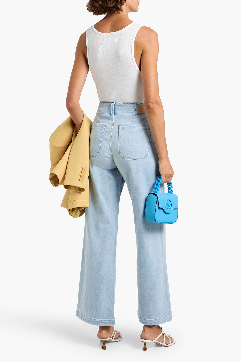 Paige Brooklyn Pleated High-rise Wide-leg Jeans In Blue